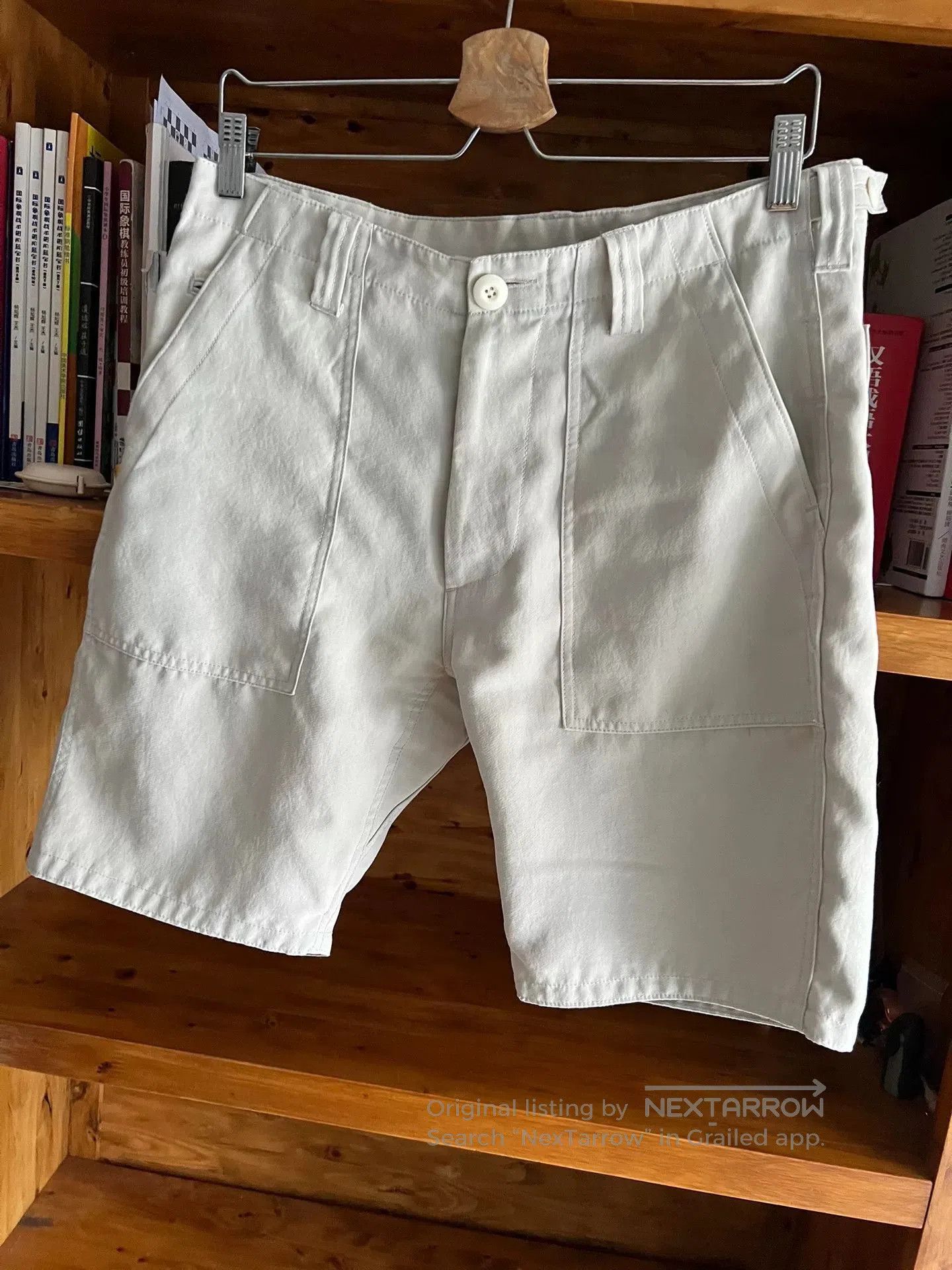 Japanese Brand breathable cream work shorts with details. Size US 32 / EU 48 - 2 Thumbnail
