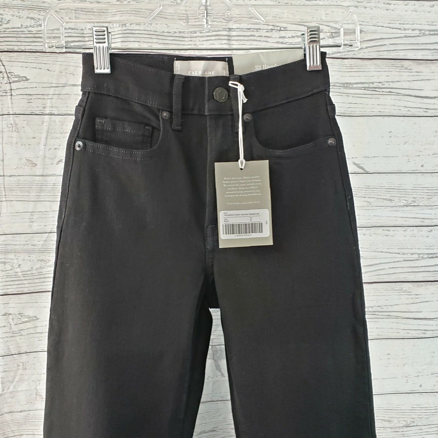 Everlane Everlane Womens High Rise Slim Straight Jeans Sz 23 Solid Black Button Fly Size 40" / US 18 - 2 Thumbnail