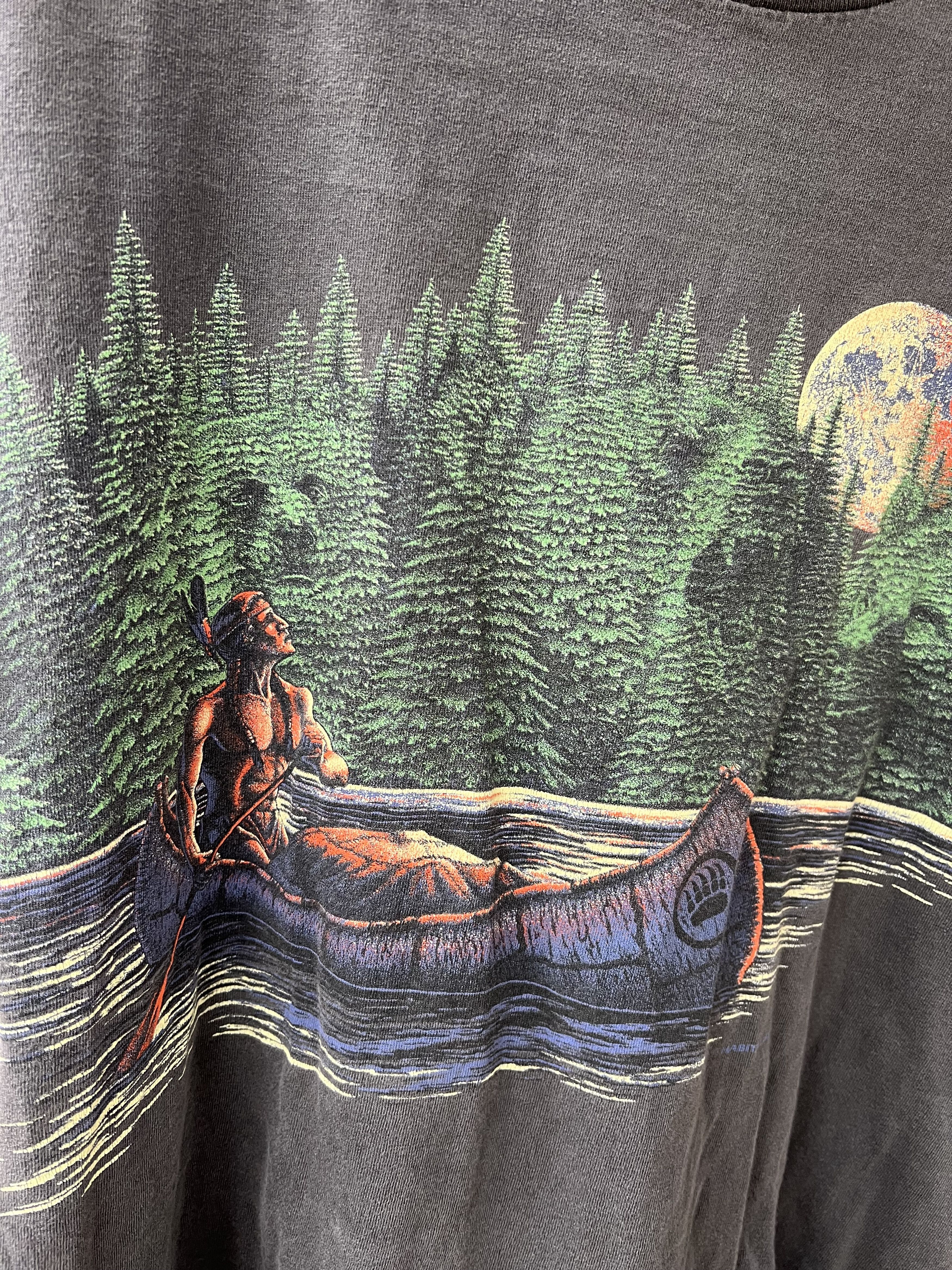 Vintage 1992 Native American Canoe Habitat tee Navajo redskins Size US XL / EU 56 / 4 - 2 Thumbnail