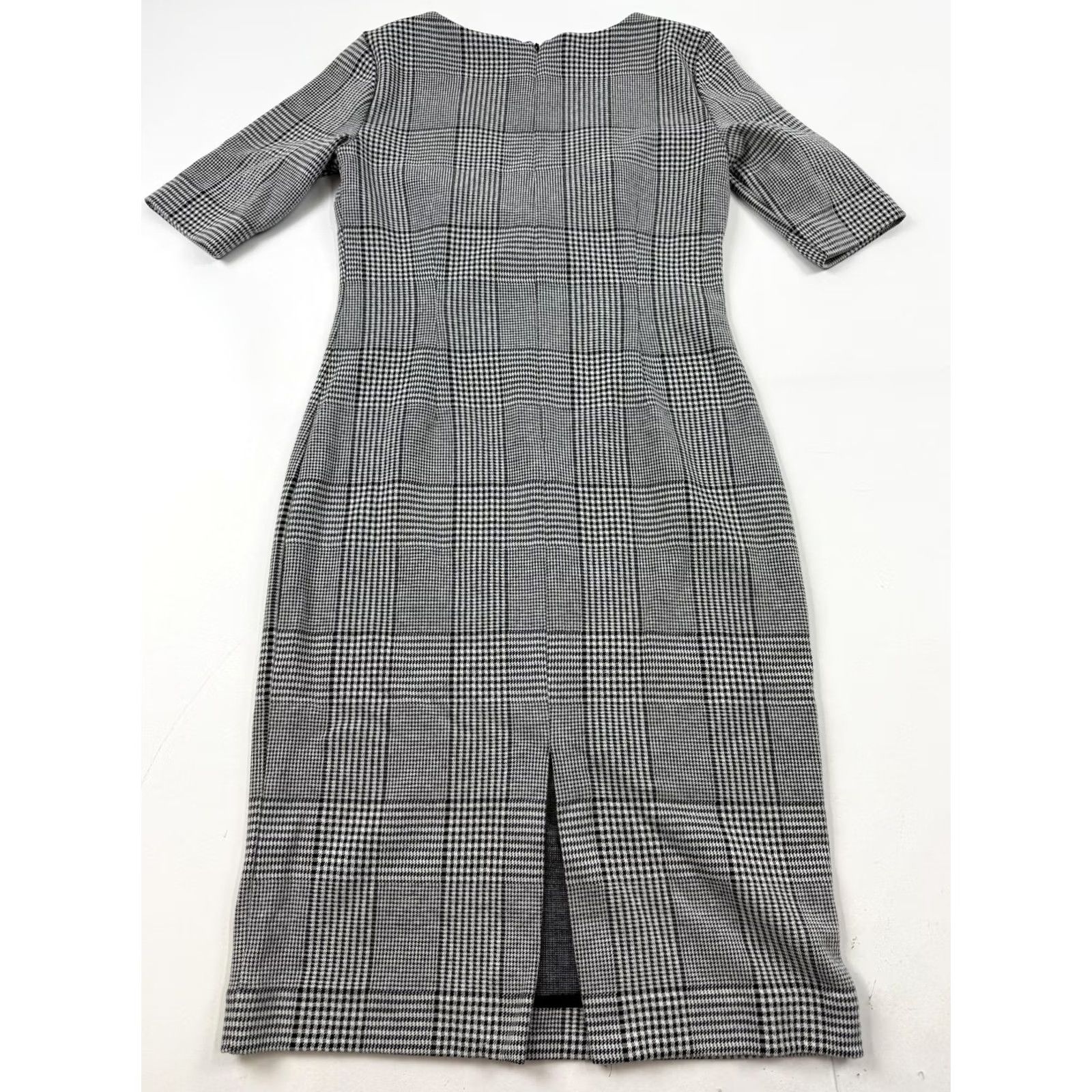 Banana Republic Banana Republic Dress Womens 4 Gray Plaid V Neck Sheath Knee Length Work Office Size S / US 4 / IT 40 - 4 Thumbnail
