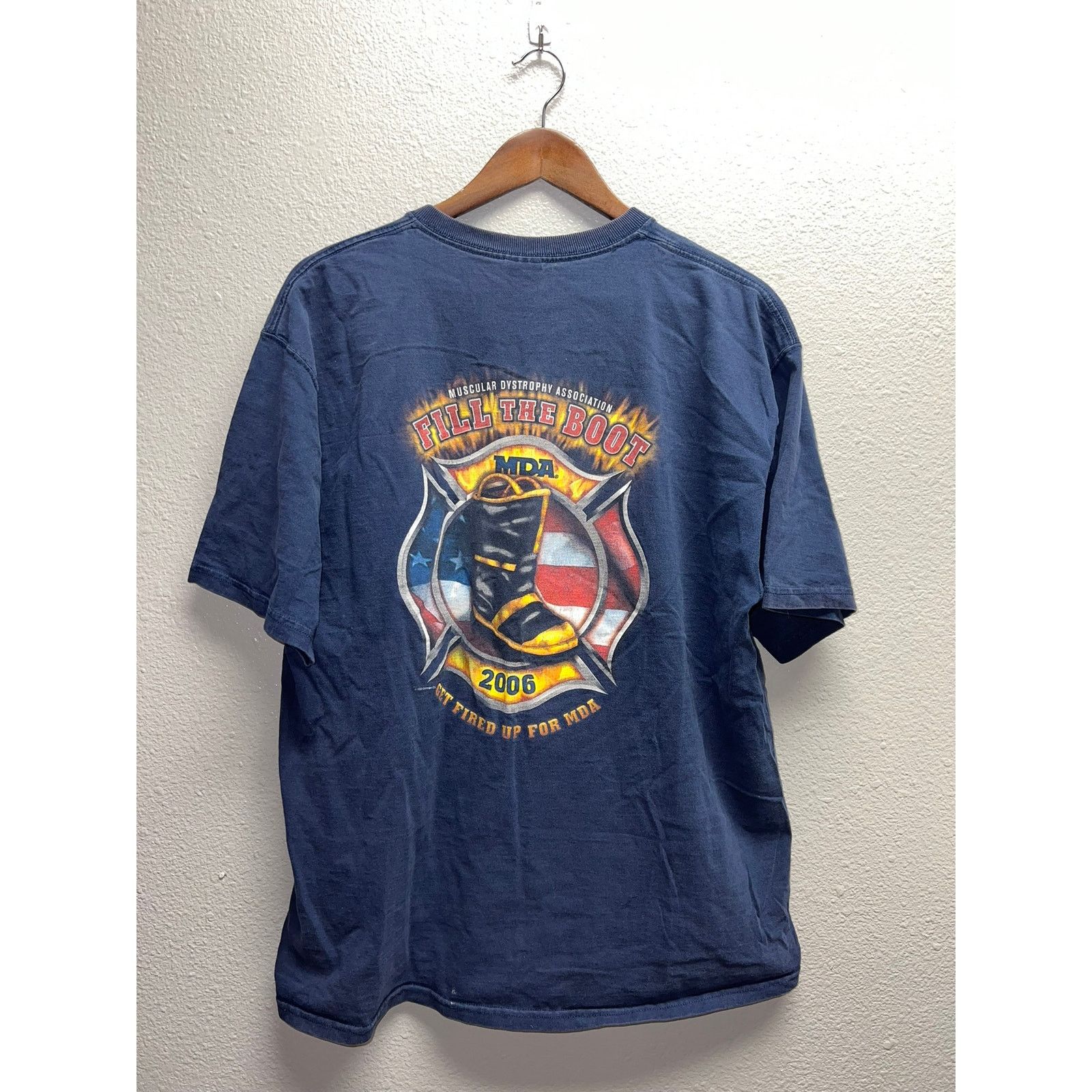 Fruit Of The Loom Vintage Fill The Boot Shirt Firefighter Fire MDA 2006 XL Size US XL / EU 56 / 4 - 1 Thumbnail