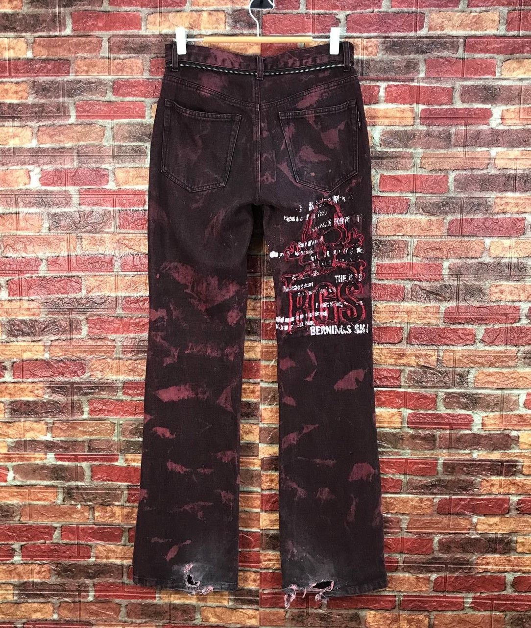 If Six Was Nine FLARED🔥BERNING-SHO DYE CYBER-PUNK SKULL DISTRESSED DENIM Size US 28 / EU 44 - 5 Thumbnail