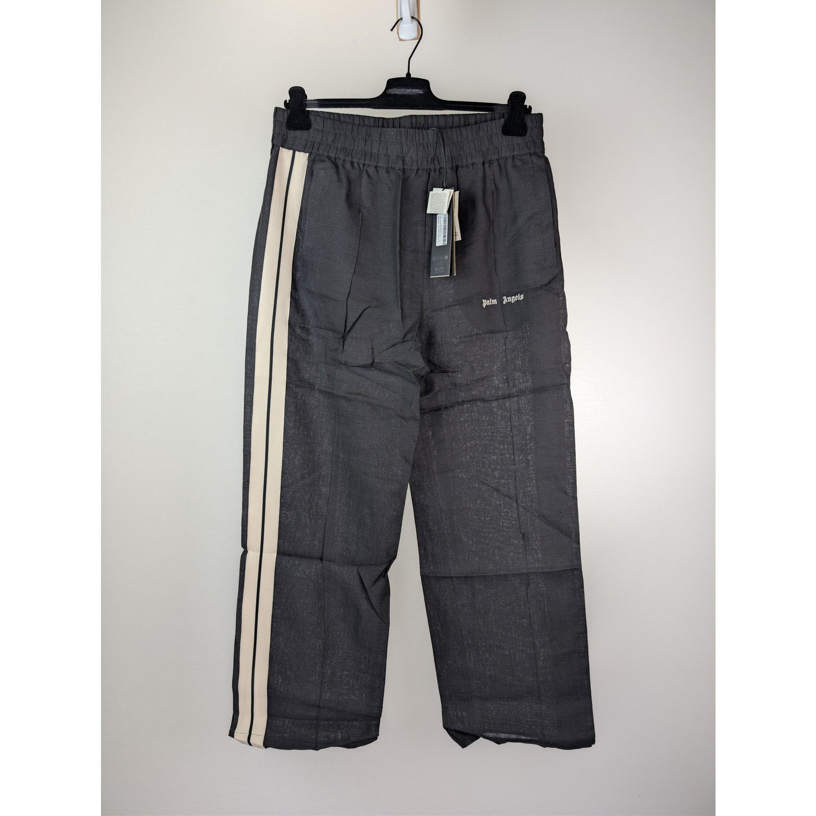 Palm Angels o1rshd1 Classic Logo Linen Track Pants Anthracite/Off White Size US 36 / EU 52 - 9 Thumbnail