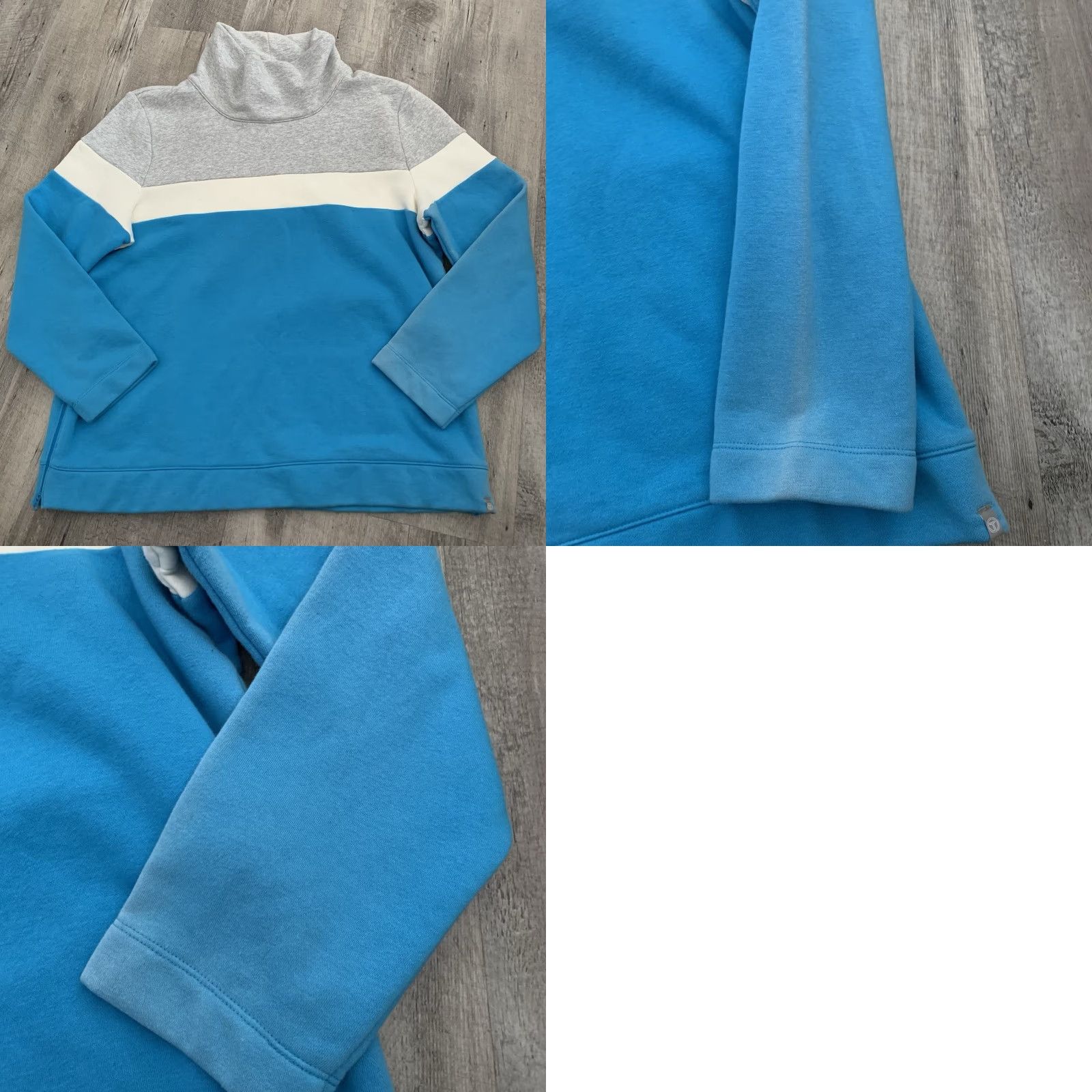 Talbots T By Talbots Sweatshirt Womens XL Gray Blue Cowl Neck Pullover Cozy Side Zips Colorblock Size XL / US 12-14 / IT 48-50 - 8 Thumbnail