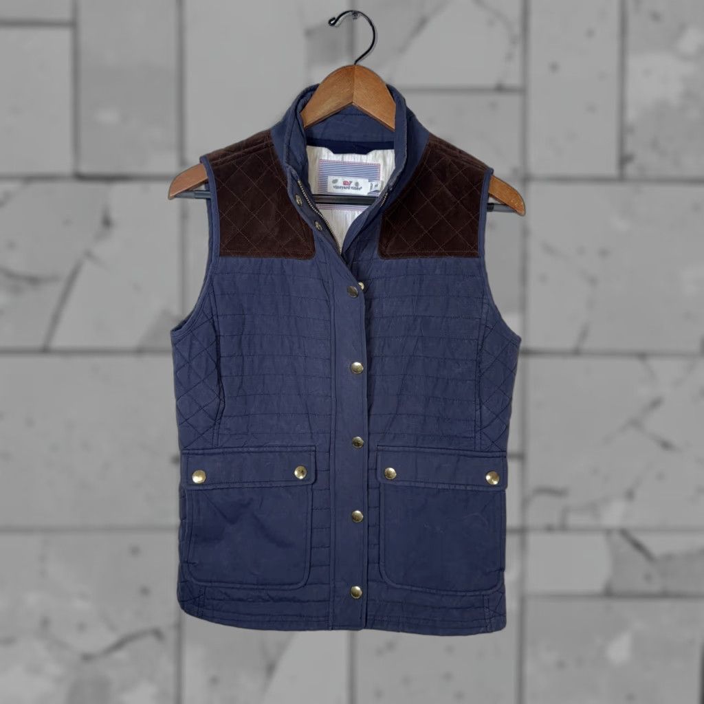 Vineyard Vines Quilted Vest Women XS Navy Blue