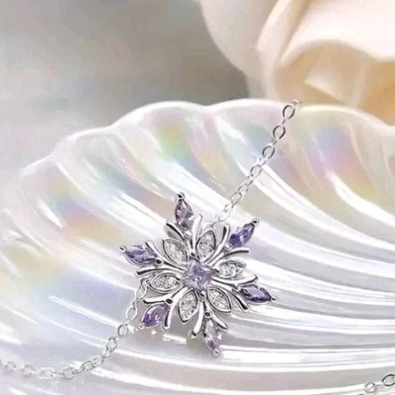 Other Snowflake Pendant Necklace with Purple CZ Size ONE SIZE - 2 Thumbnail