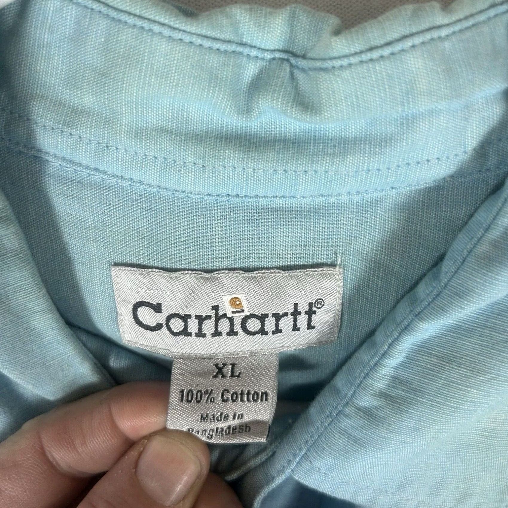Carhartt Carhartt Short Sleeve Button Up Polo Shirt Mens XL 100% Cotton Blue Work STAINED Size US XL / EU 56 / 4 - 5 Thumbnail