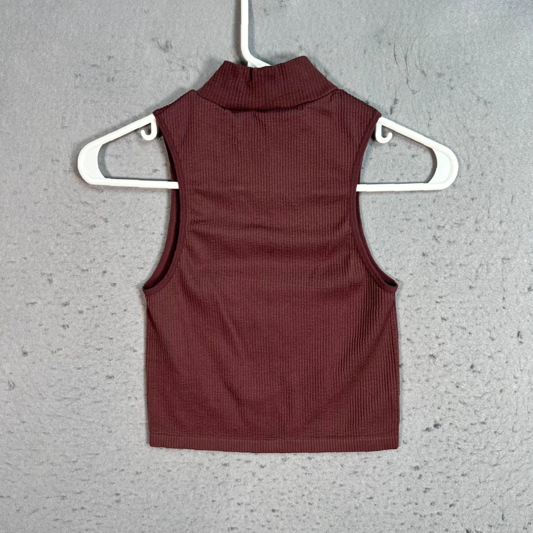 Zara Zara Tank Top Womens XS Red Sleeveless Mock Neck Knit Cotton Elastane Size XS / US 0-2 / IT 36-38 - 2 Thumbnail