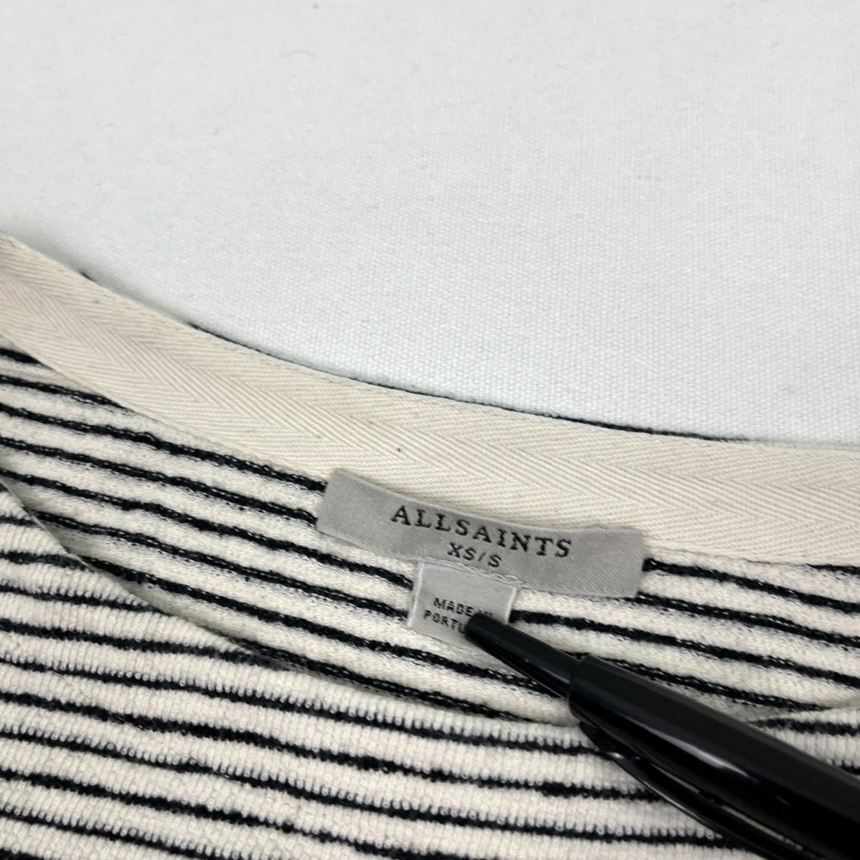 Allsaints VINTAGE AllSaints Adelise LS Stripe Tee Women XS Oversized Boxy Modernist Minimal Blouse Size XS / US 0-2 / IT 36-38 - 2 Thumbnail