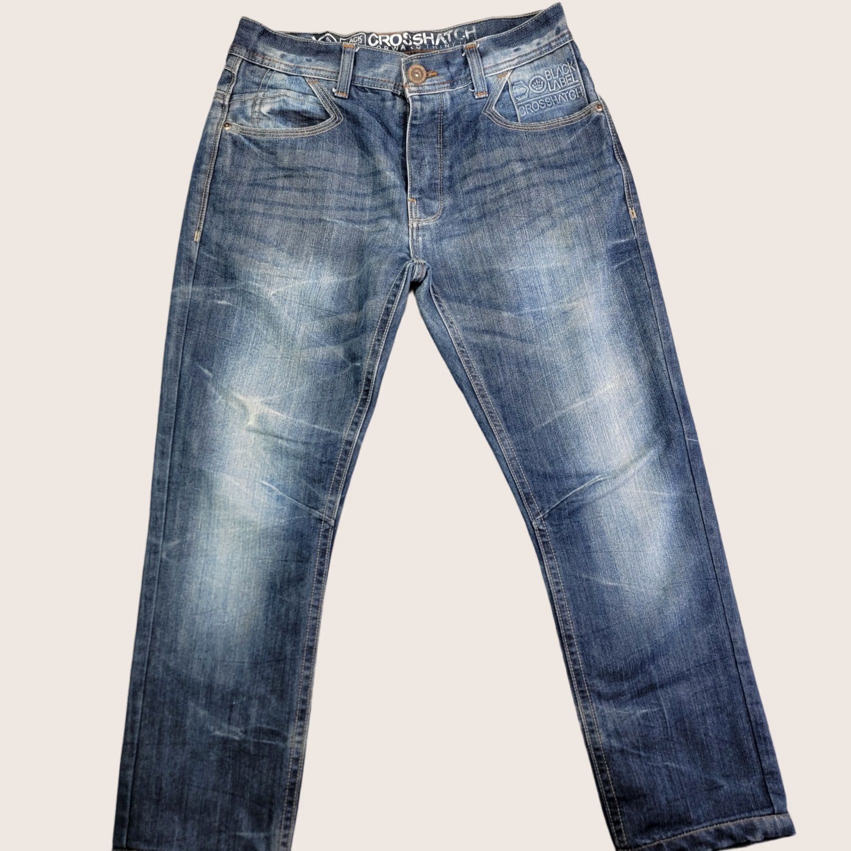 Vintage Mens Crosshatch Black Label Blue Denim Jeans 30w 30L Jeans Mens 30 Blue Denim Crosshatch Black Label 30w 30L Size US 30 / EU 46 - 1 Thumbnail