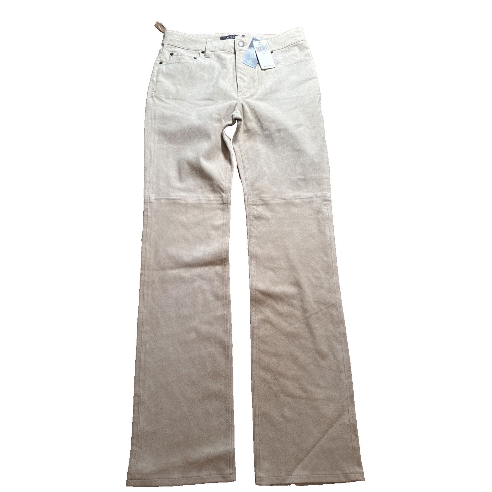 Lauren Ralph Lauren Lauren Ralph Pale Parchment High Rise Straight Leg Suede Size 30" / US 8 / IT 44 - 2 Thumbnail