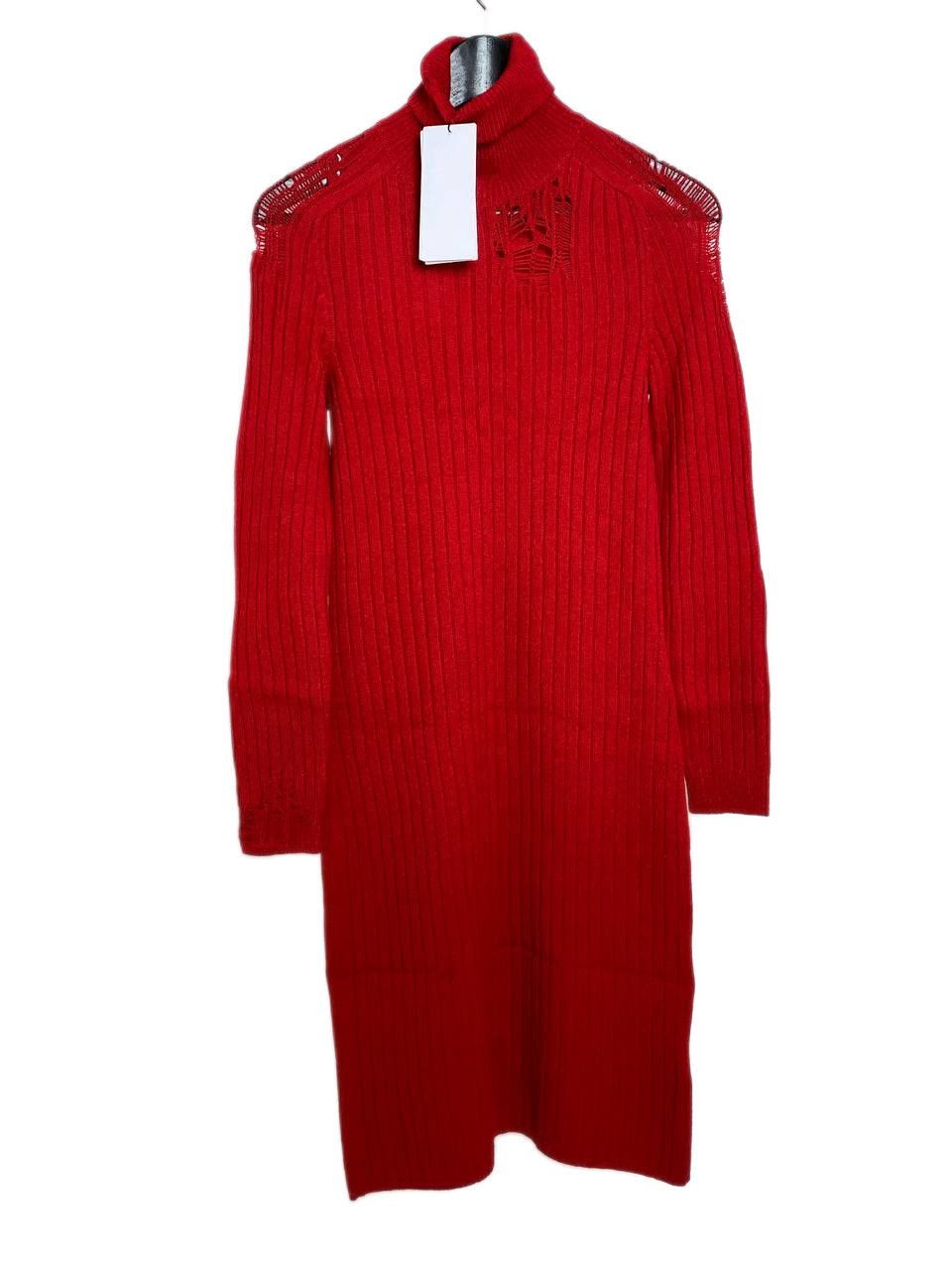 Maison Margiela Maison Margiela Distressed Wool Mid Dress Knit Red Size S / US 4 / IT 40 - 1 Thumbnail