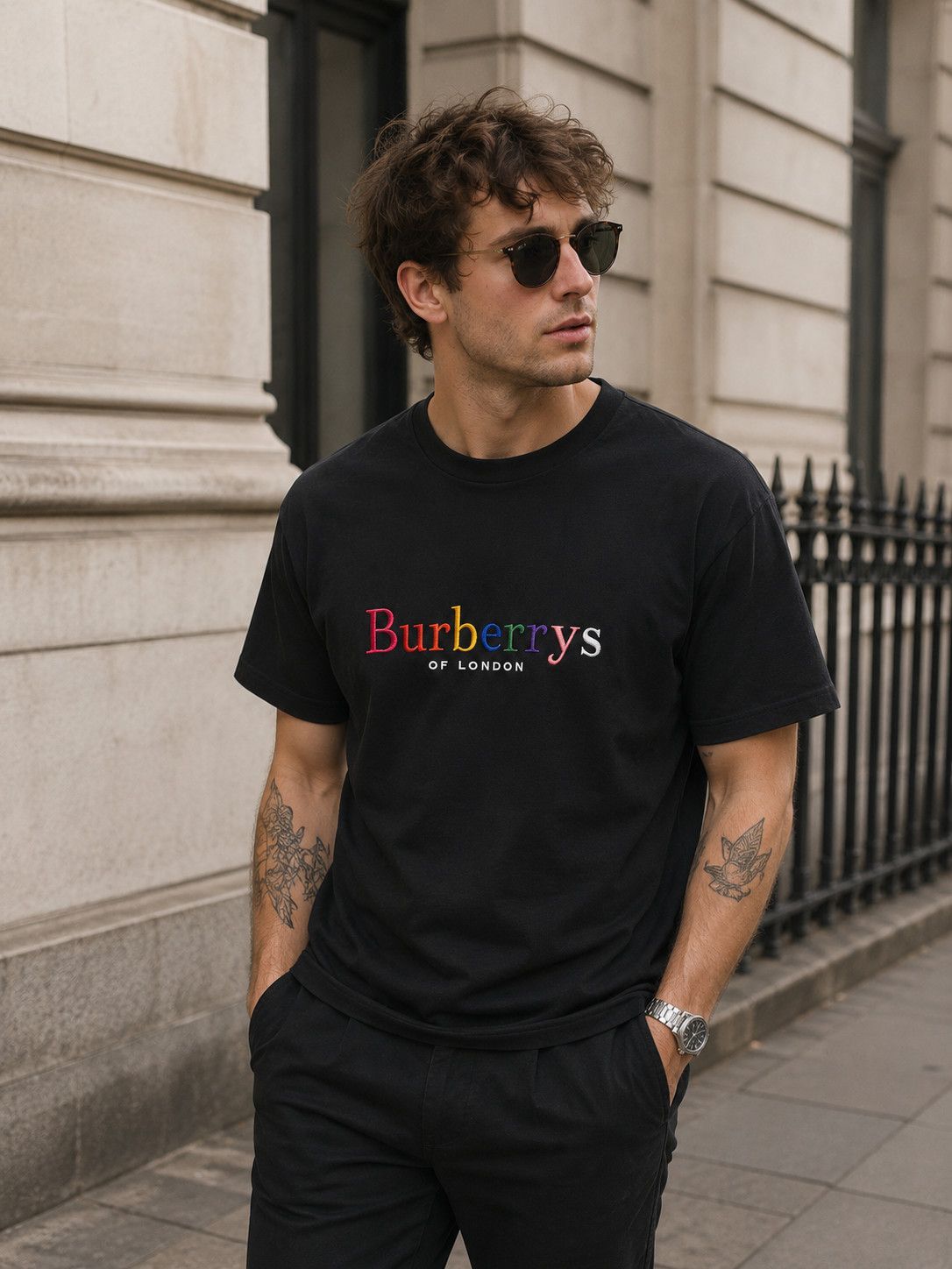 Burberry Burberrys Embroidered Rainbow Logo T-shirt Size US M / EU 48-50 / 2 - 2 Thumbnail
