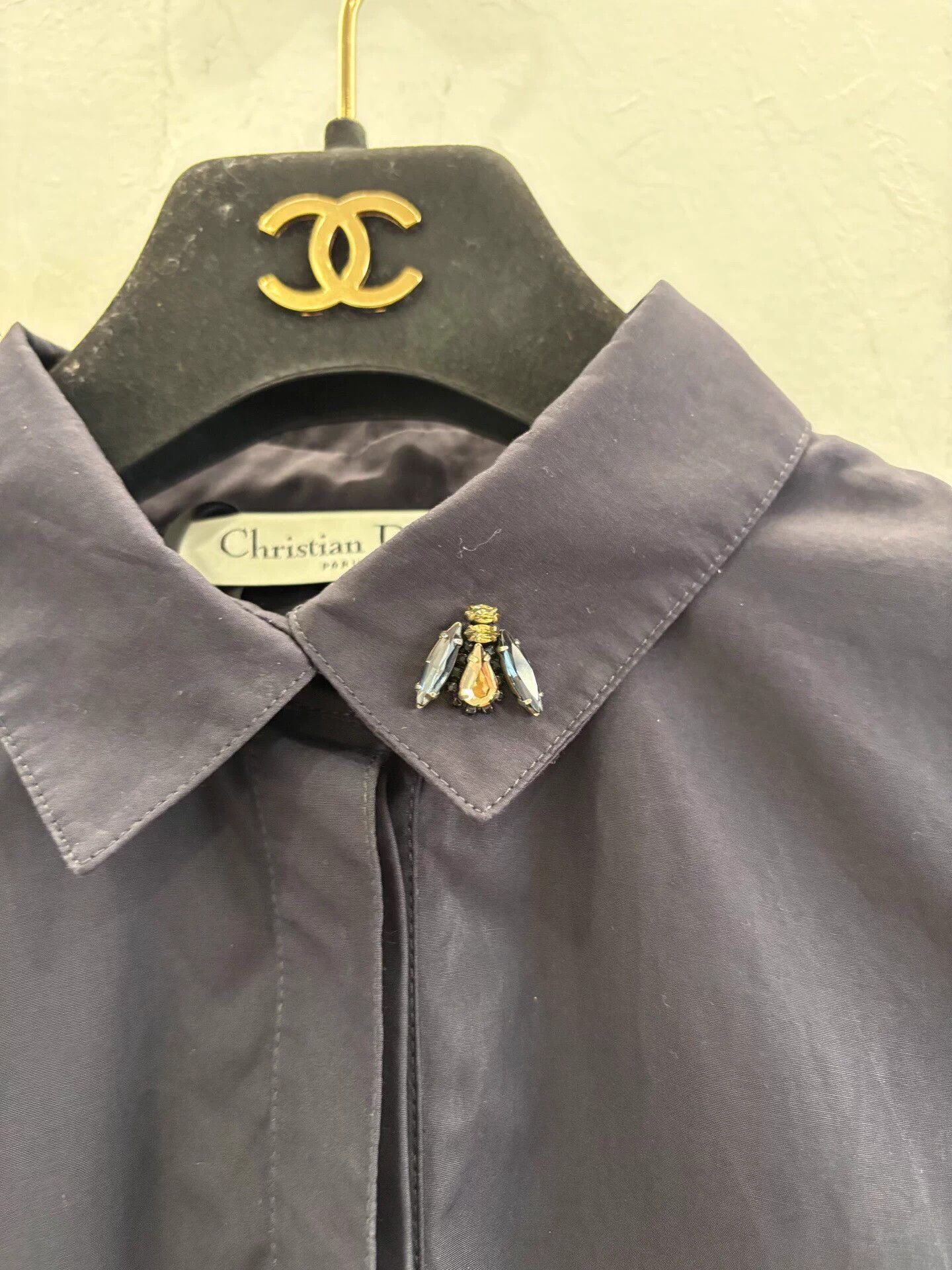Dior Dior Black Women's Shirt Jacket Bee Collar Crystals Size S / US 4 / IT 40 - 3 Thumbnail