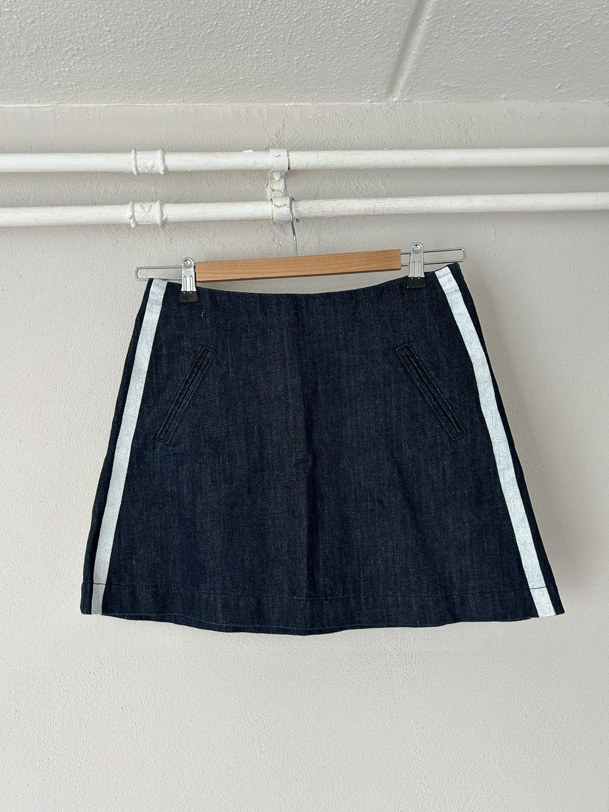 image of Marni Dark Indigo Denim Skirt With Wide Stripes, Women's (Size 27)