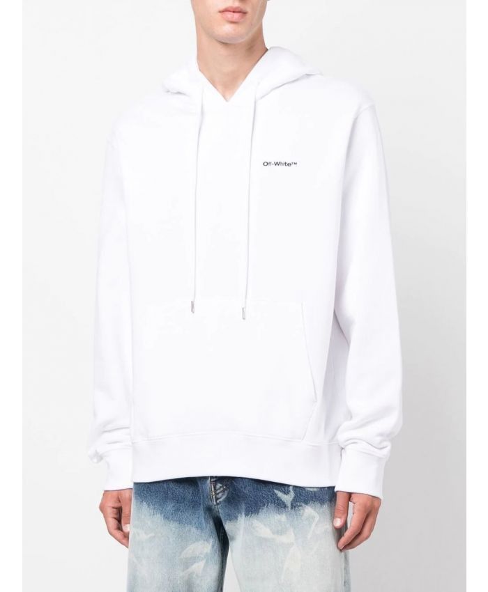 Off-White o1gr1nt1124 Wave Outl Diag Slim Hoodie in White Black Size US L / EU 52-54 / 3 - 3 Thumbnail