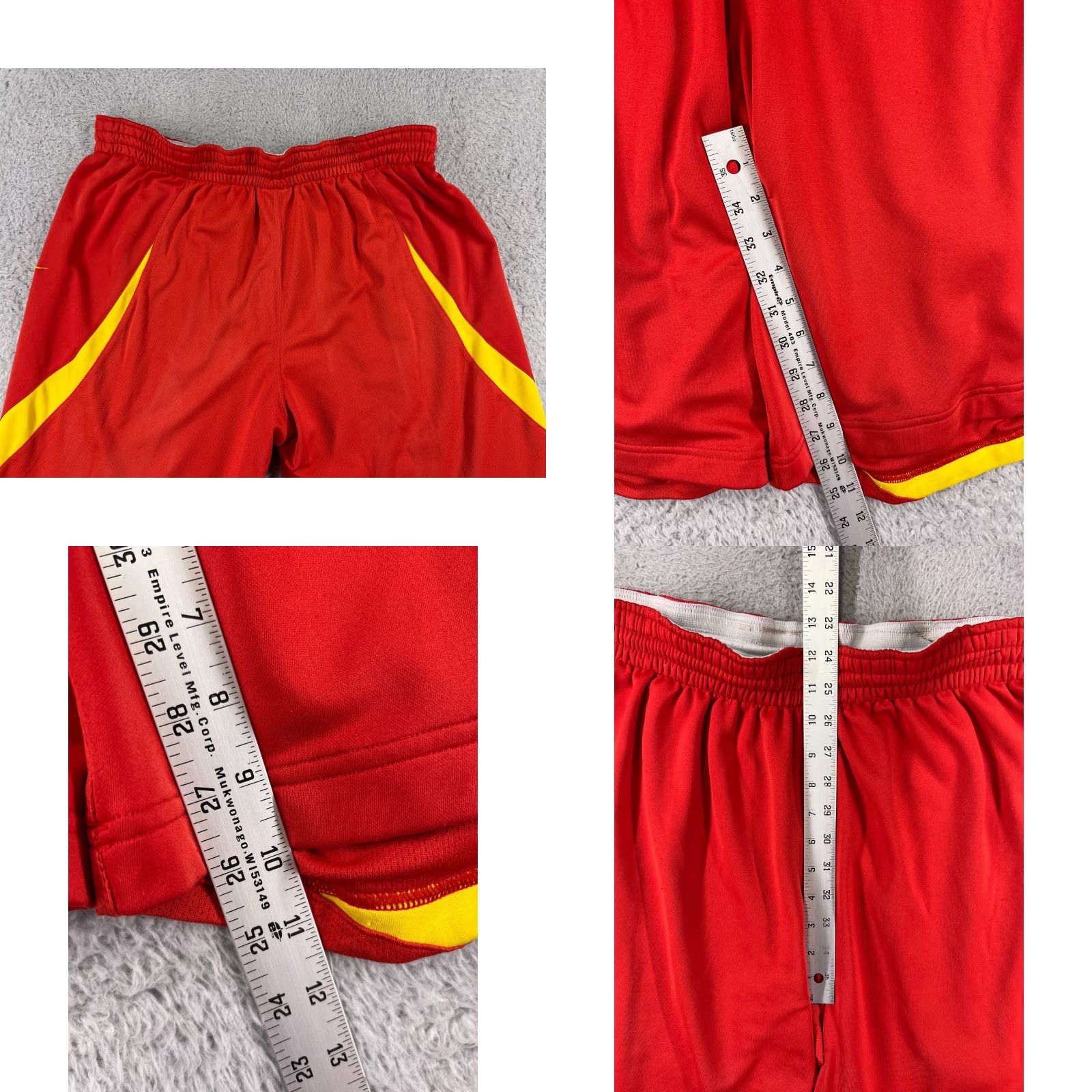 Nike Nike Shorts Mens Large Red Yellow 100% Polyester Basketball Swoosh Athletic Size US 33 - 8 Thumbnail