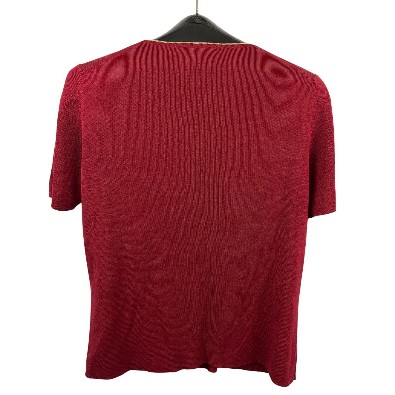 Ann Taylor Ann Taylor Red Short Sleeve Top LARGE 100% Silk Size L / US 10 / IT 46 - 2 Thumbnail