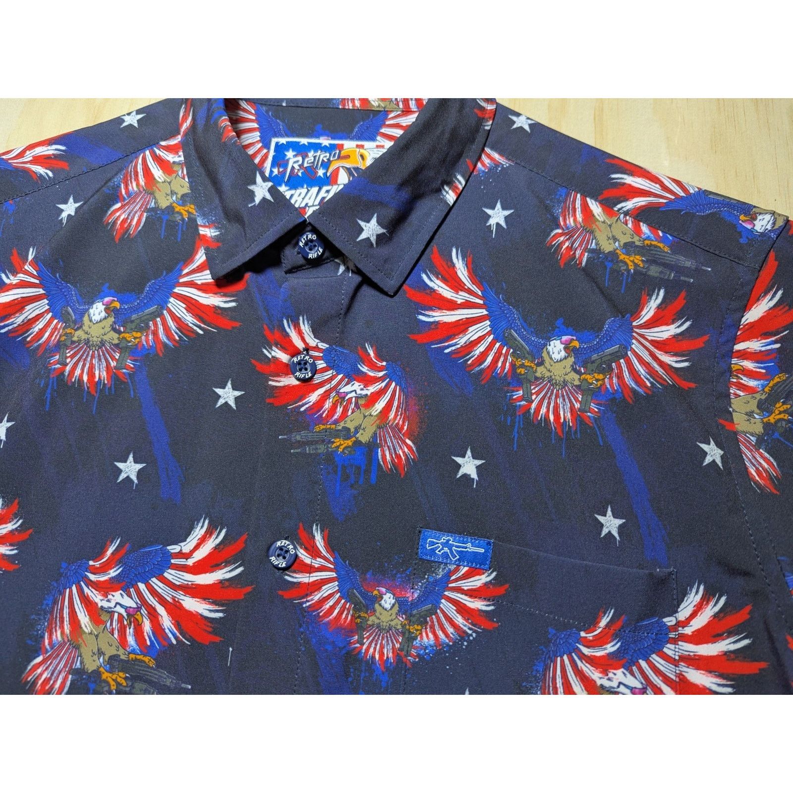 Other Retro Rifle Men's Medium Strafing Run Button Up Patriotic Size US M / EU 48-50 / 2 - 4 Thumbnail