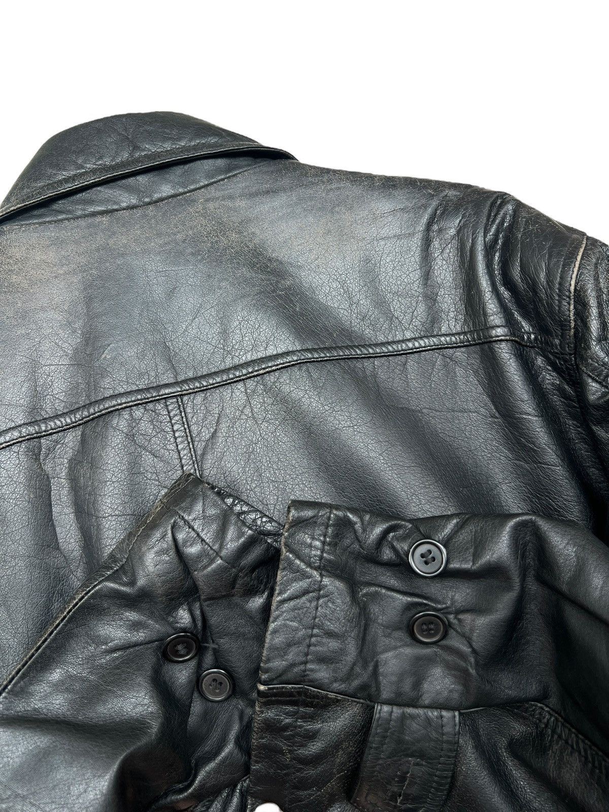 Vintage Seahop Company Black Long Coat Leather Jacket Size US L / EU 52-54 / 3 - 8 Thumbnail