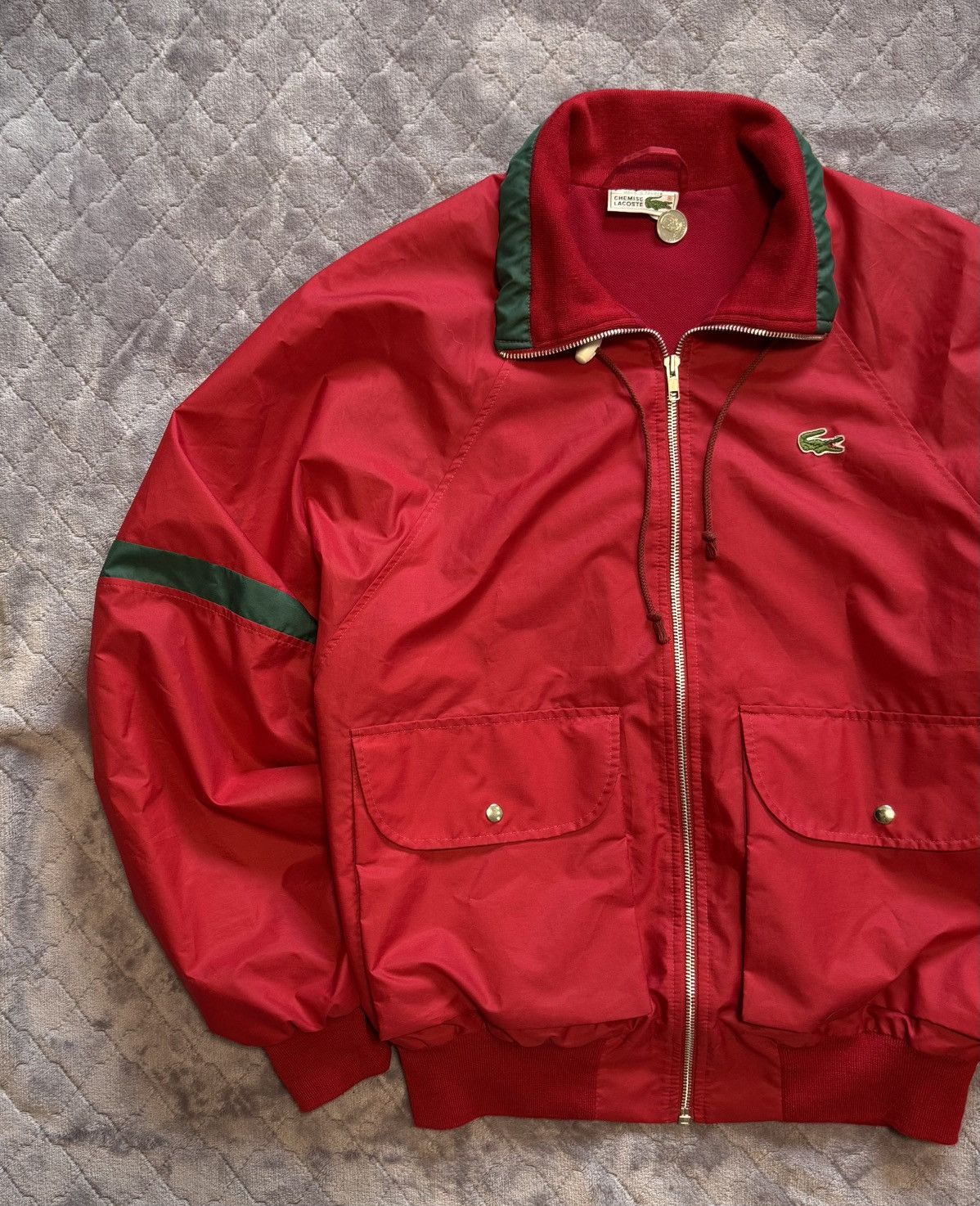 Lacoste × Vintage Vintage 80s Lacoste Bomber Jacket Size US L / EU 52-54 / 3 - 3 Thumbnail