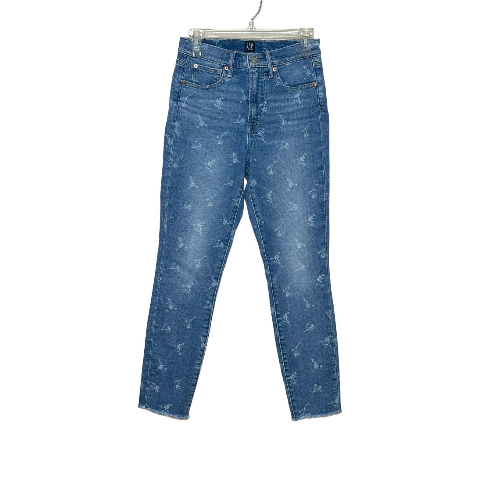 Gap Gap blue floral true skinny ankle jeans size 27/4 Size 27" / US 4 / IT 40 - 8 Thumbnail