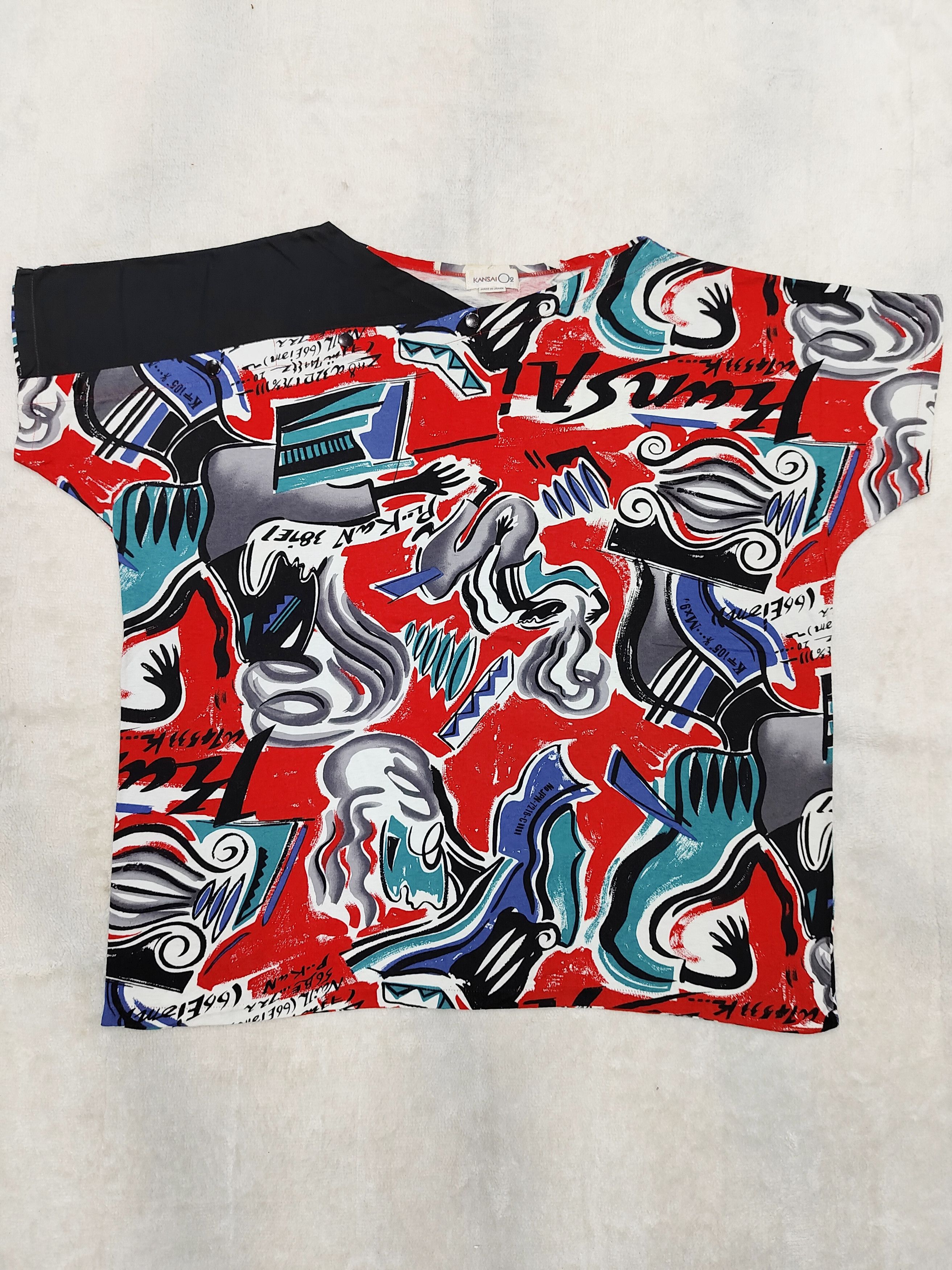Kansai Yamamoto 80s Kansai O2-Archive Abstract Expressionist Asymetric Panel Size US L / EU 52-54 / 3 - 6 Thumbnail