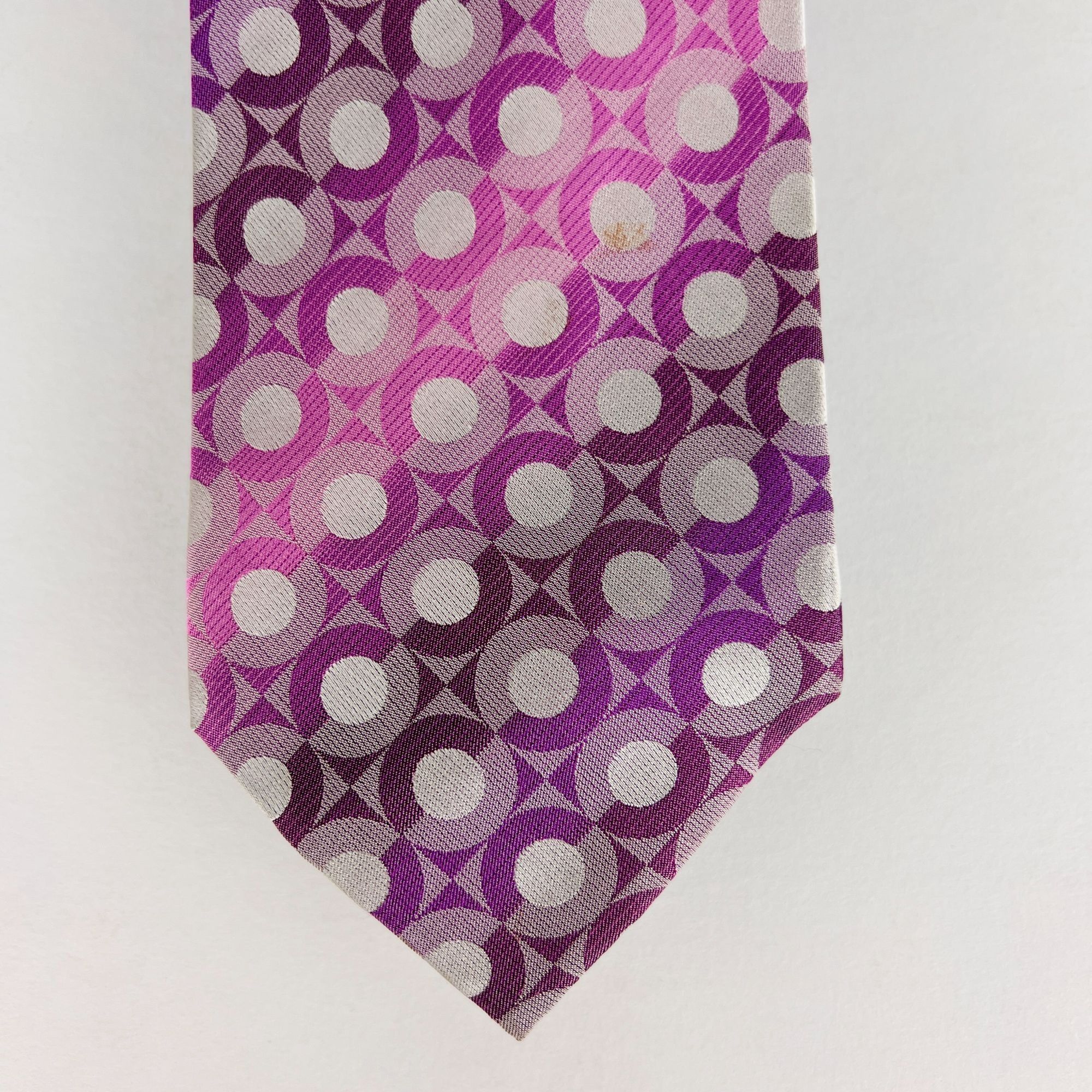 Van Heusen Van Heusen Geometic Circles Purple Shades Necktie Tie Size ONE SIZE - 3 Thumbnail