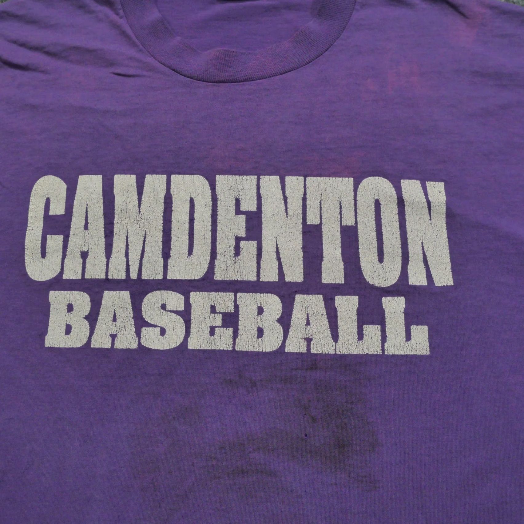 Vintage VINTAGE Baseball T Shirt Mens XL Purple 90s Camdenton Logo Graphic Print Crew Neck Short Sleeve Cotton Shirt Size US XL / EU 56 / 4 - 2 Thumbnail