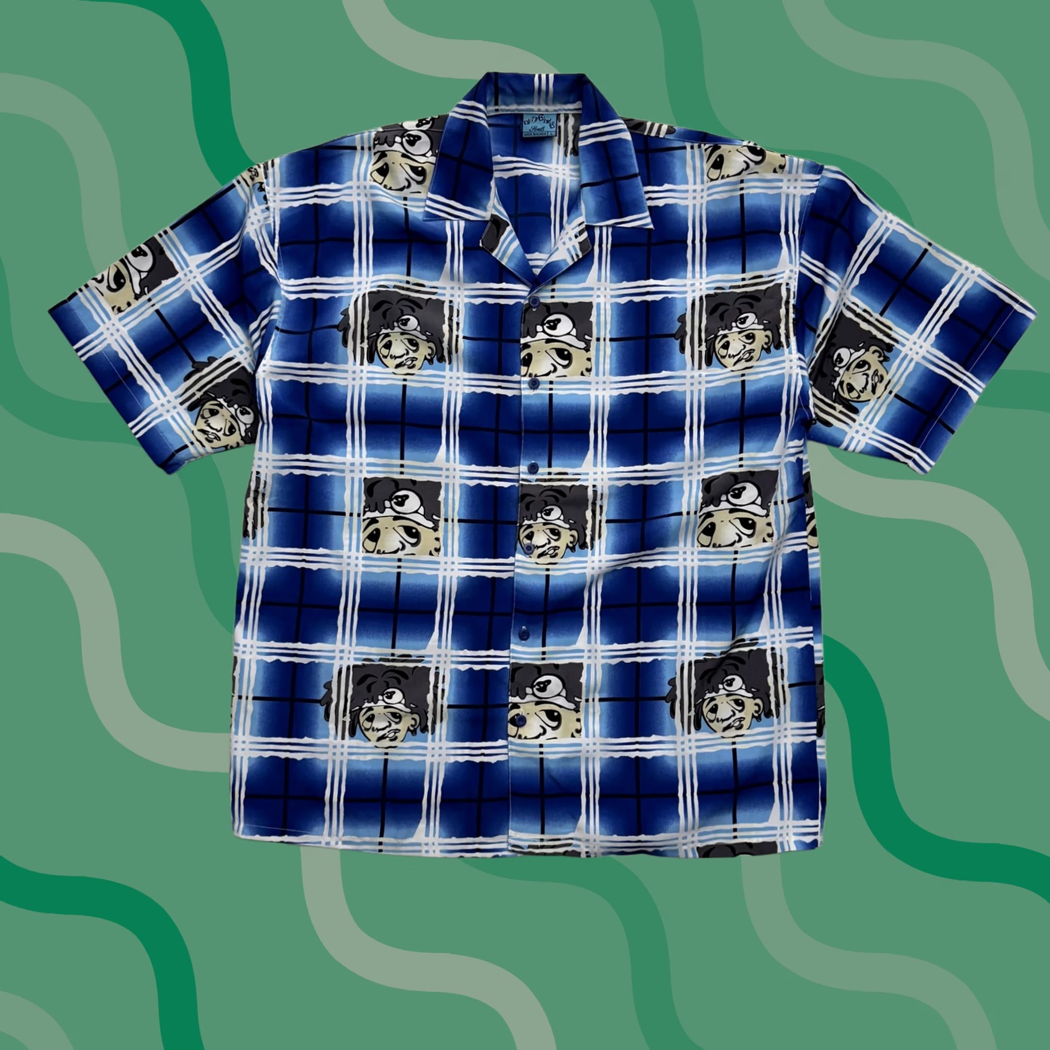 Vintage VINTAGE Seals Shirt Mens L Blue Cartoon Stussy Camp Button Up Korea Y2K Size US L / EU 52-54 / 3 - 1 Thumbnail