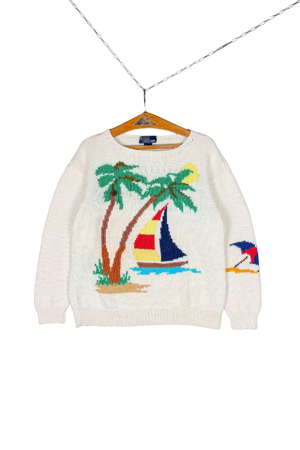 Polo Ralph Lauren Polo Ralph Lauren Hand Knit Sailboat Palm Tree Sweater Size US L / EU 52-54 / 3 - 1 Thumbnail