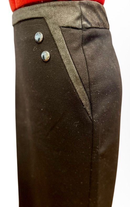 Alfani Alfani Black Pencil Skirt – Size 10 – Faux Leather & Buttons Size 32" / US 10 / IT 46 - 6 Thumbnail