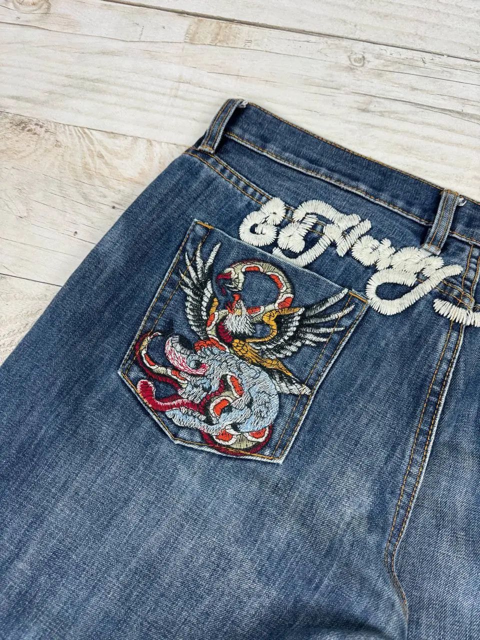 Ed Hardy Vintage Ed Hardy By Christian Audigier Denim Jeans Y2K Tatto Size US 38 / EU 54 - 4 Thumbnail