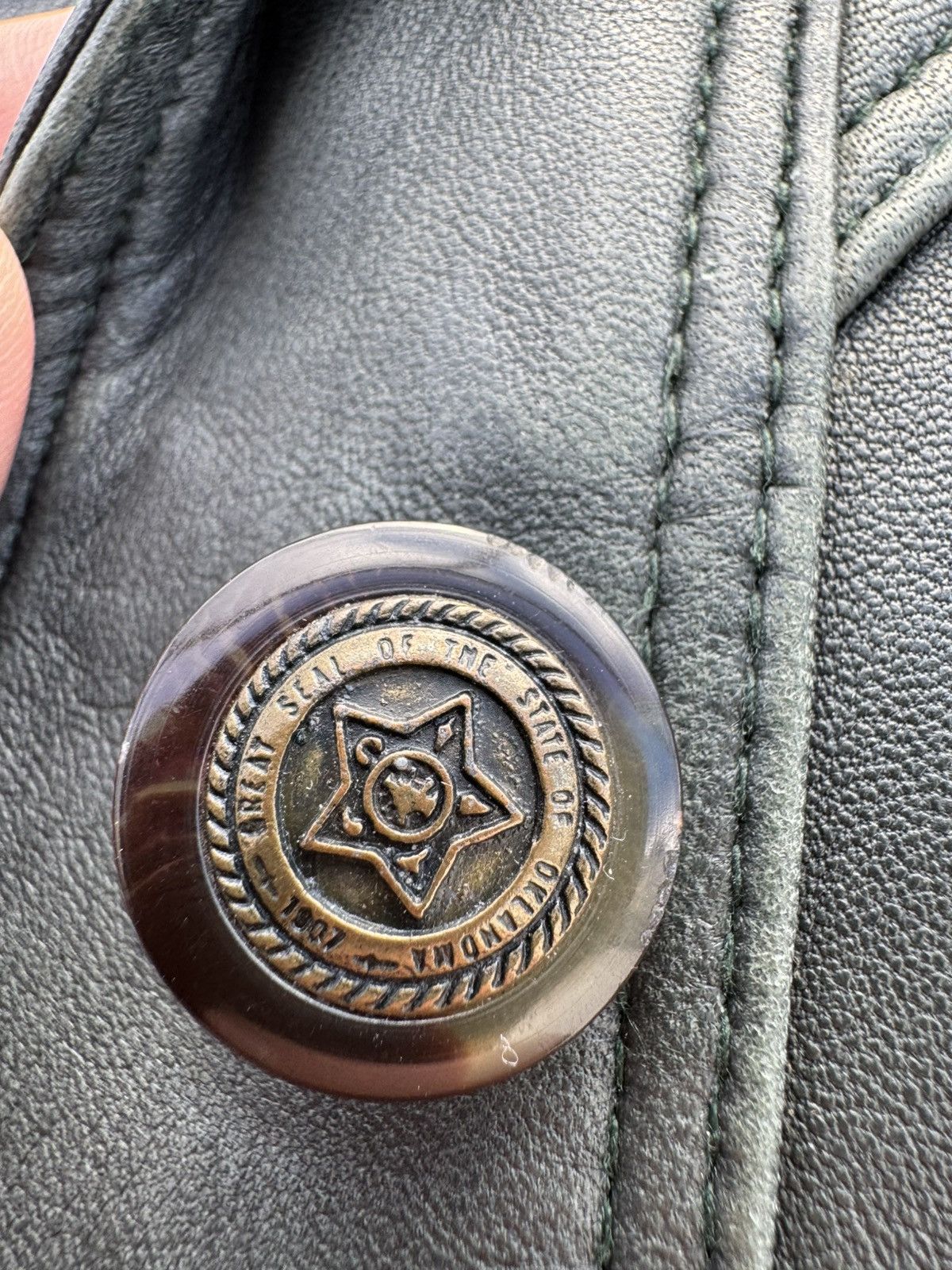Genuine Leather × Vintage Vintage leather Jacket matrix coat dark green Size US M / EU 48-50 / 2 - 3 Thumbnail