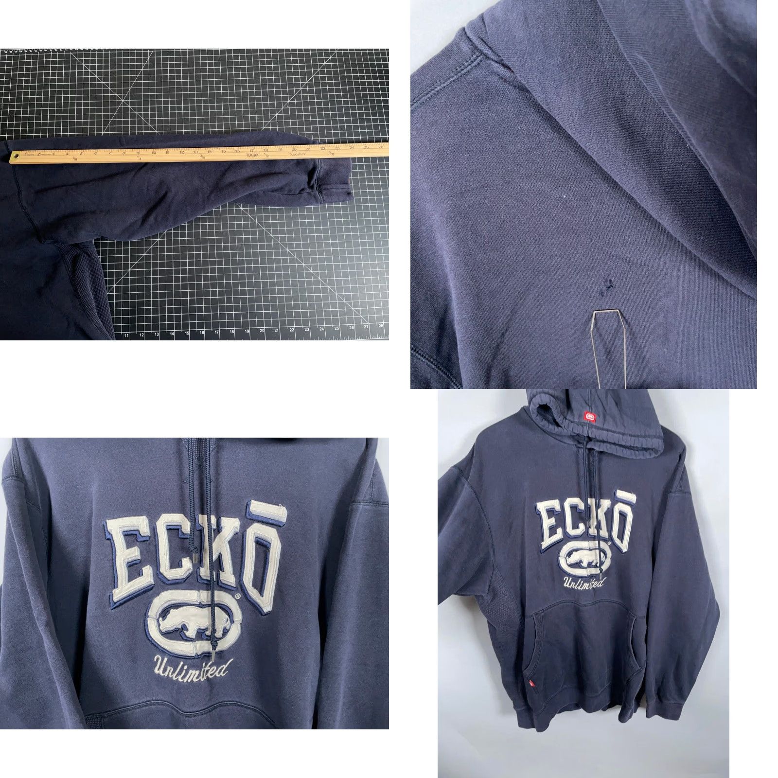 Ecko Unltd. VINTAGE Ecko Unltd. Embroidered Hoodie Men Large Dark Blue Sweatshirt Thermal Hood Hoodie Size US L / EU 52-54 / 3 - 8 Thumbnail