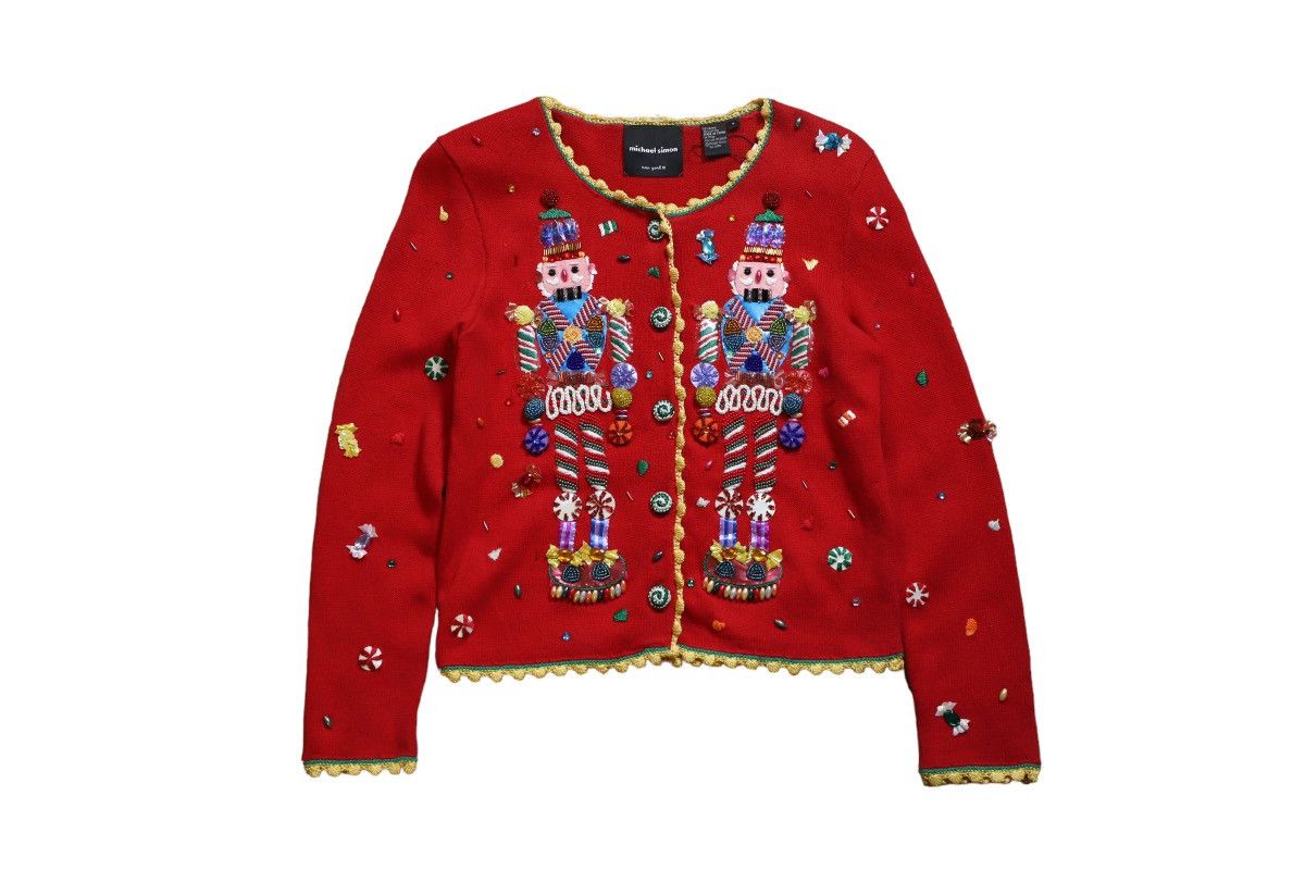 image of Michael Simon New York Vintage Knit Sweatshirt in Red, Women's (Size Small)