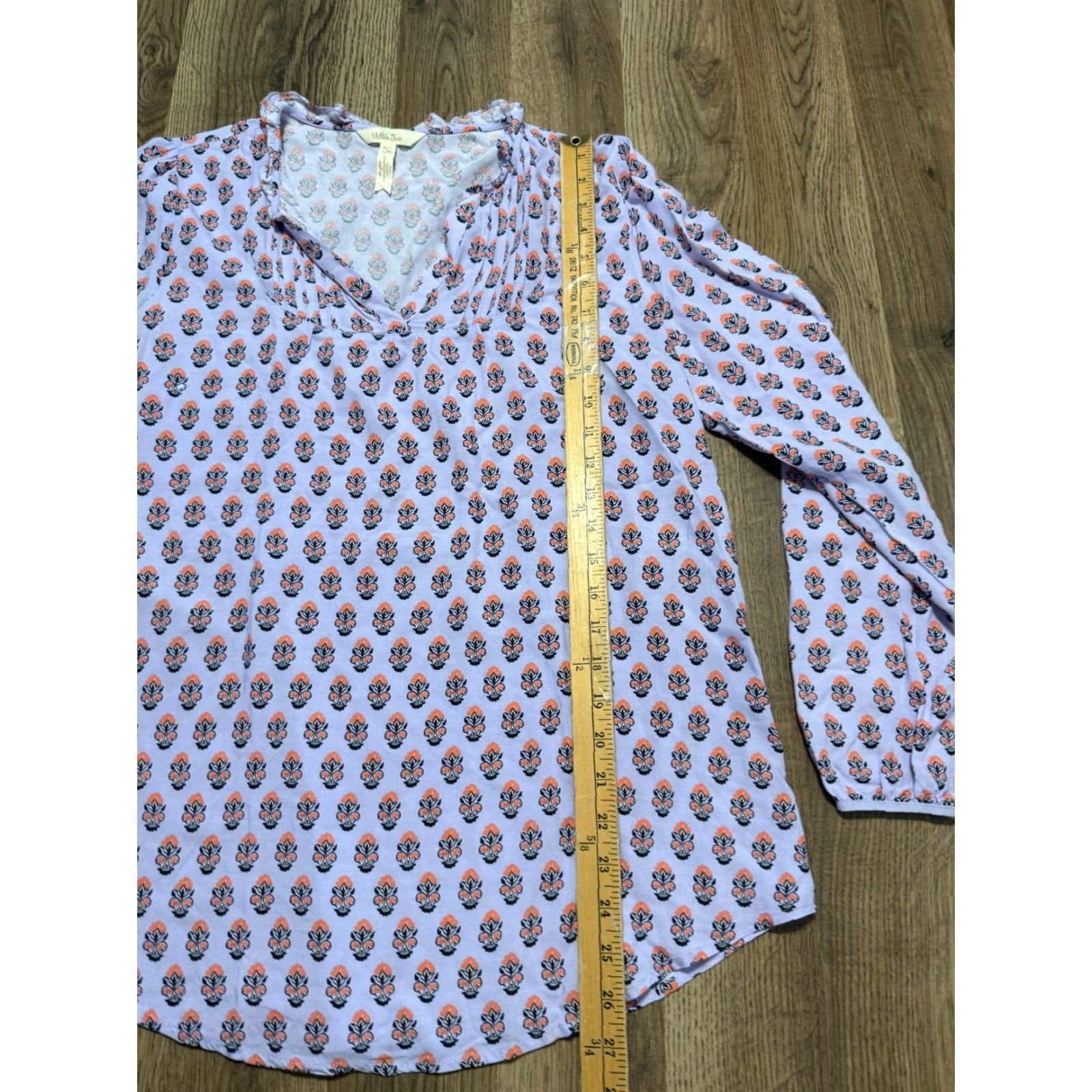 Vintage Matilda Jane Shirt Women's L Purple Orange Black Floral Long Sleeve V-neck T-Shirt Size L / US 10 / IT 46 - 6 Thumbnail