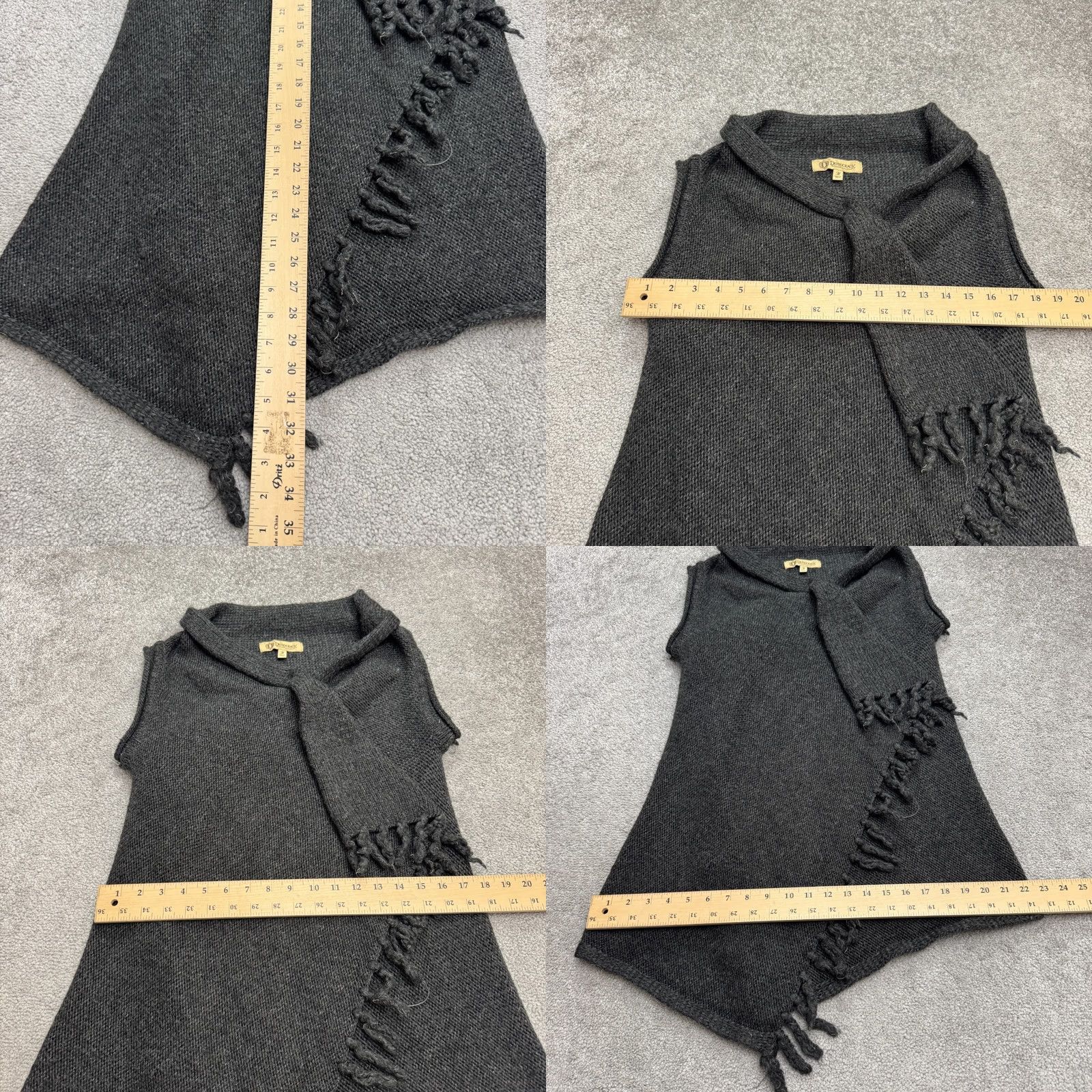 Vintage Democracy Vest Wool Alpaca Knit Fringe Open Front Womens Medium Gray Sleeveless All Seasons Classic Baggy Knit Vest Size M / US 6-8 / IT 42-44 - 9 Thumbnail