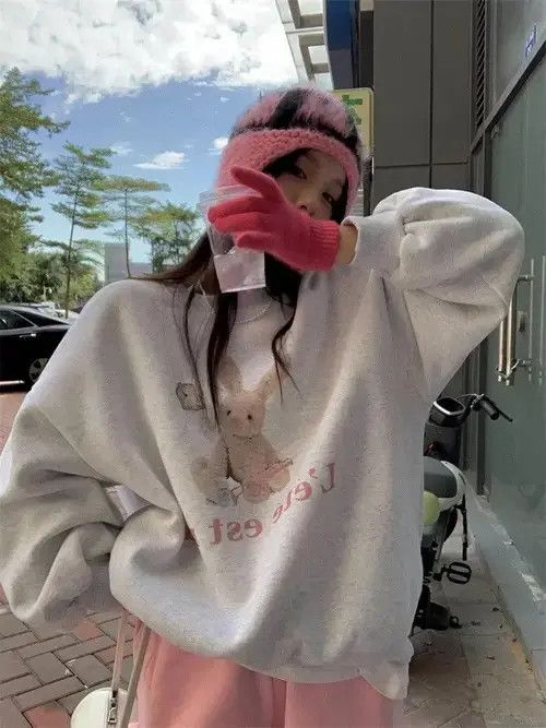 Japanese Brand Hikosaka Fashion Sweet Cartoon Printed Hoodie Women Size ONE SIZE - 3 Thumbnail