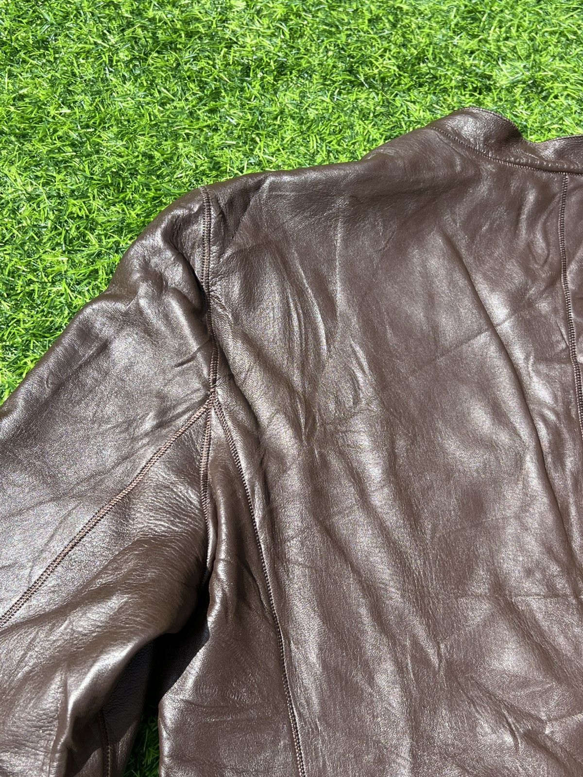 Armani Collezioni Vintage Armani collezioni Brown Leather Jacket -size 10 Size L / US 10 / IT 46 - 6 Thumbnail