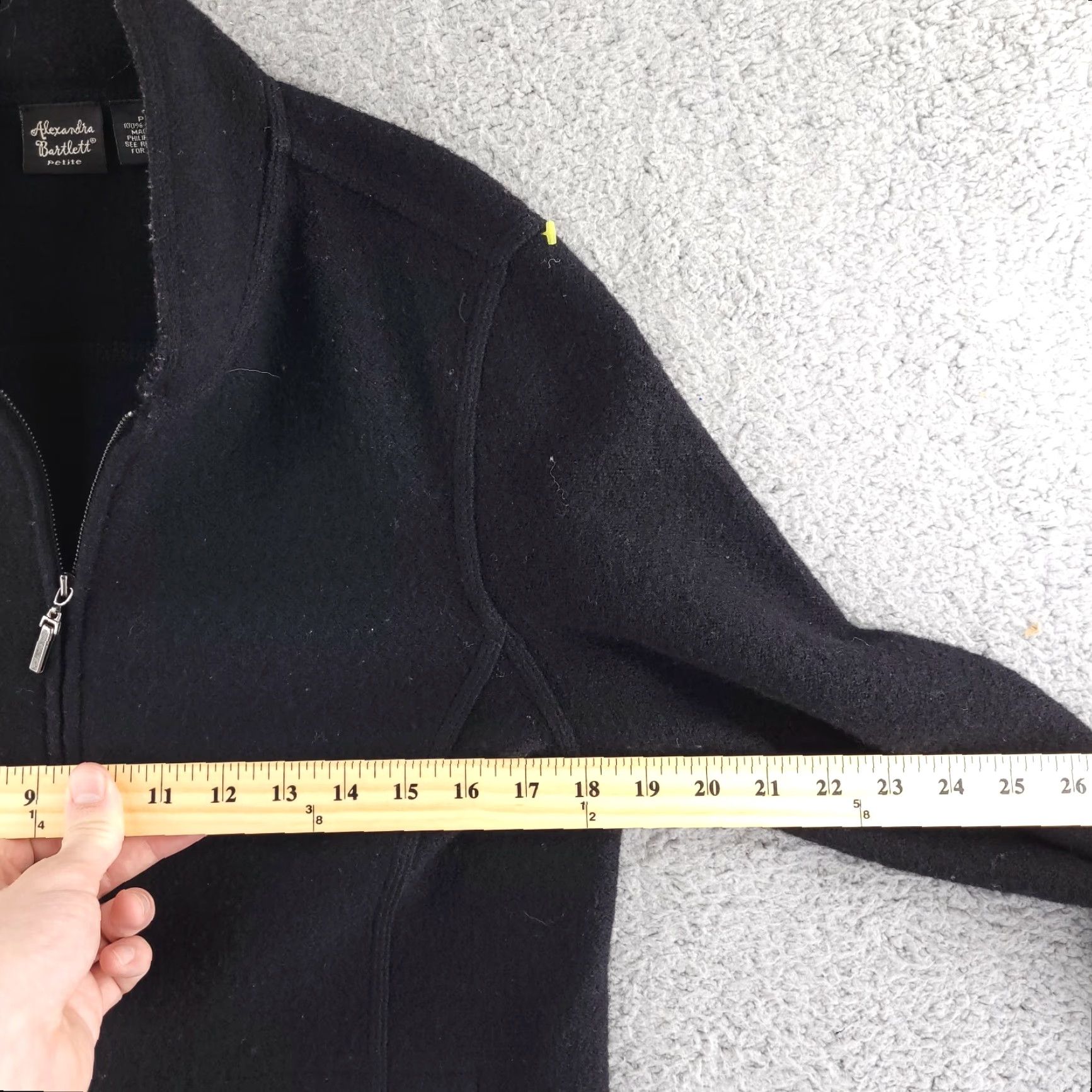 Vintage Alexandra Bartlett Wool Coat Womens PL Large Petite Black Full Zip Up Pea Coat Size L / US 10 / IT 46 - 5 Thumbnail