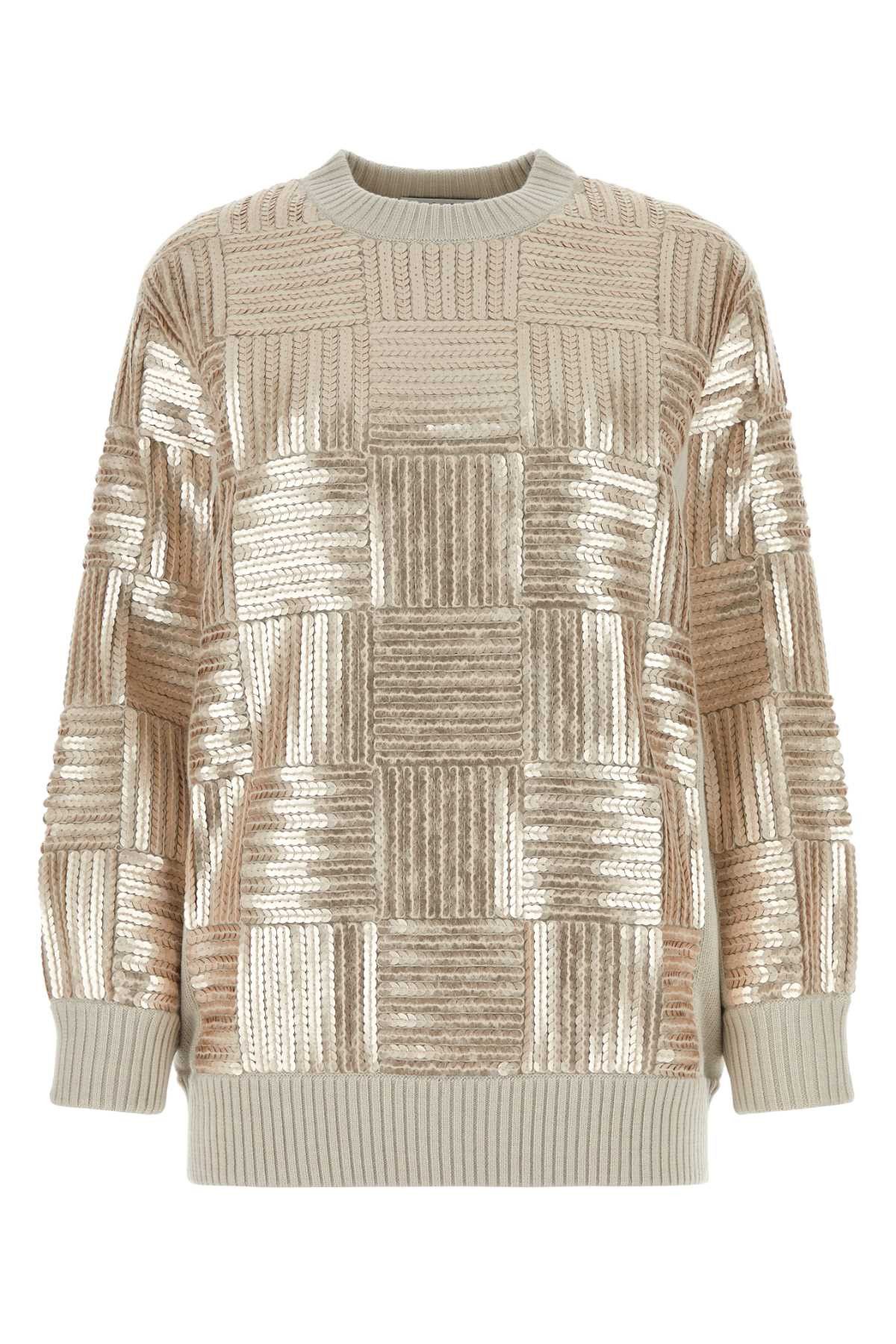 image of Max Mara Embellished Wool Piovra Sweater in Beige O Tan, Women's (Size XS)