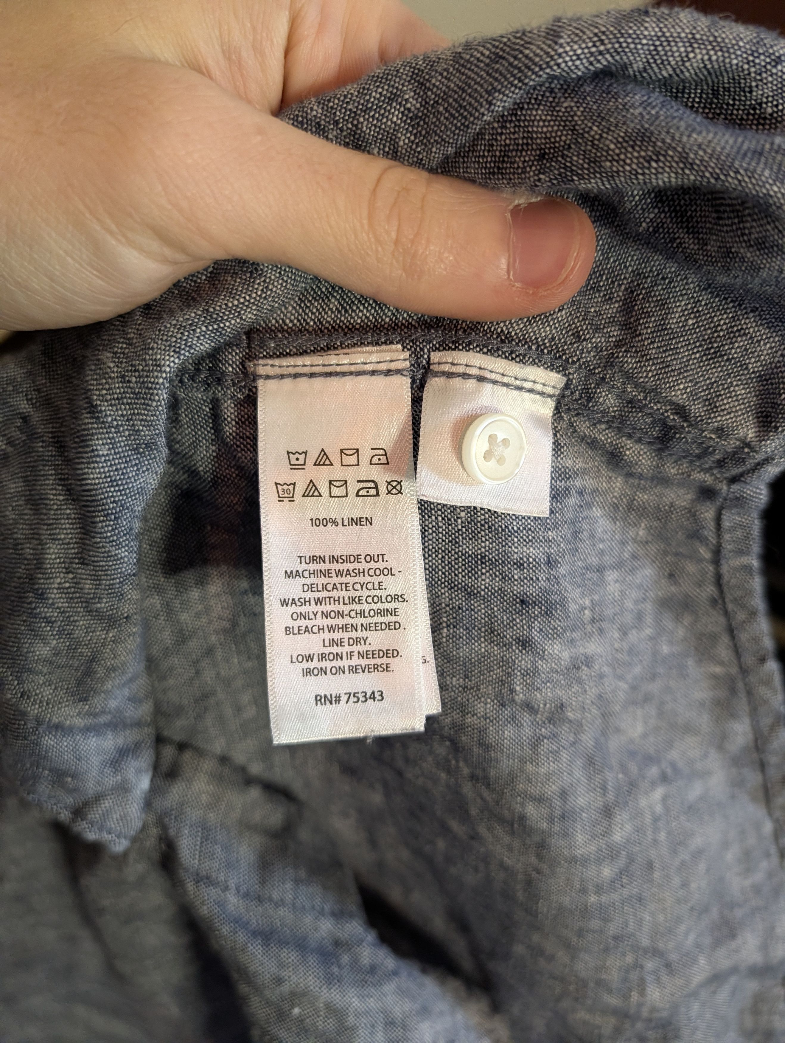 Panama Jack Pure linen gray/blue S/S button up shirt Size US L / EU 52-54 / 3 - 10 Thumbnail