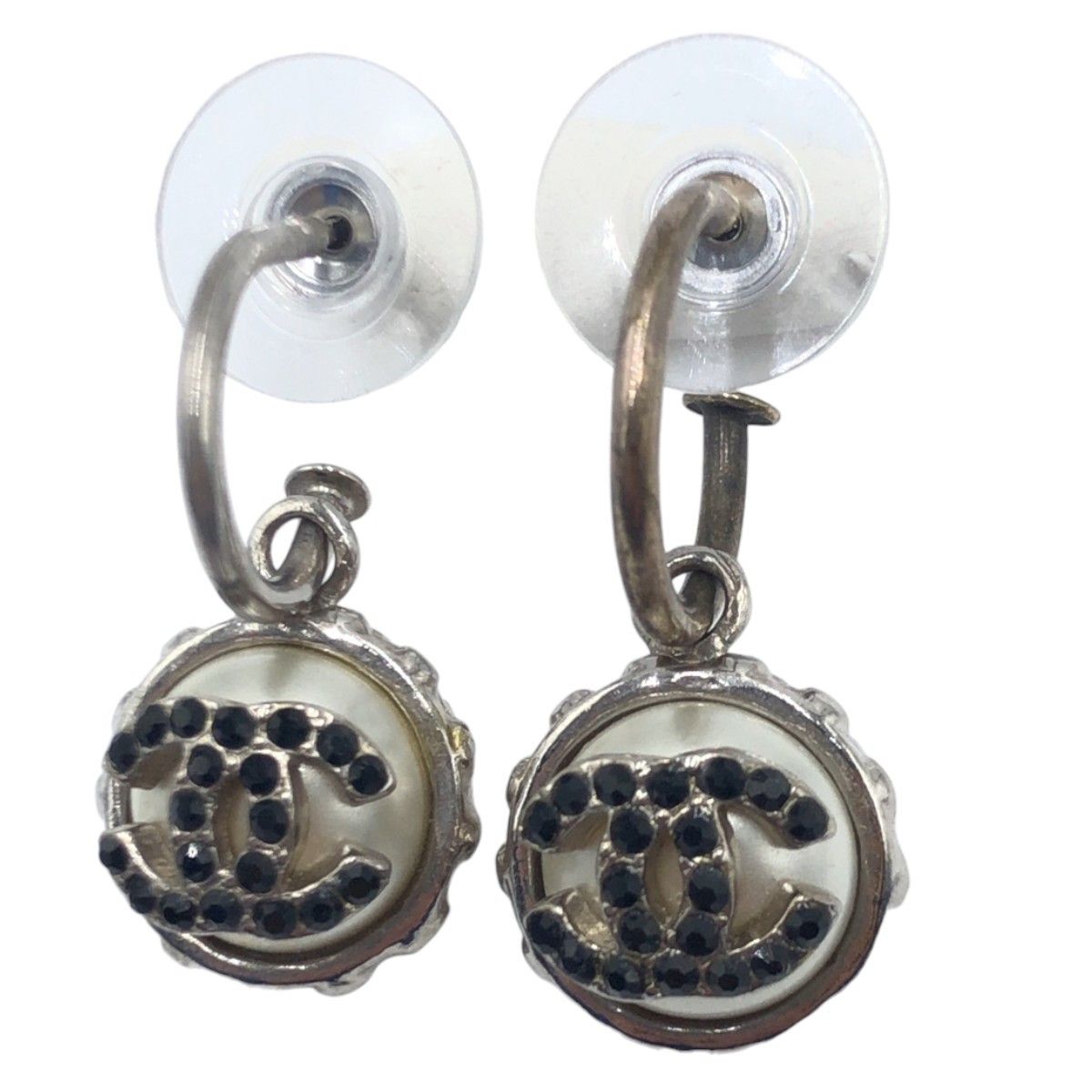 Chanel Chanel Chanel Rhinestone Coco Mark Faux Pearl Silver Metal Earrings Metal Earrings 405346 in Very Good Condition Size ONE SIZE - 1 Thumbnail