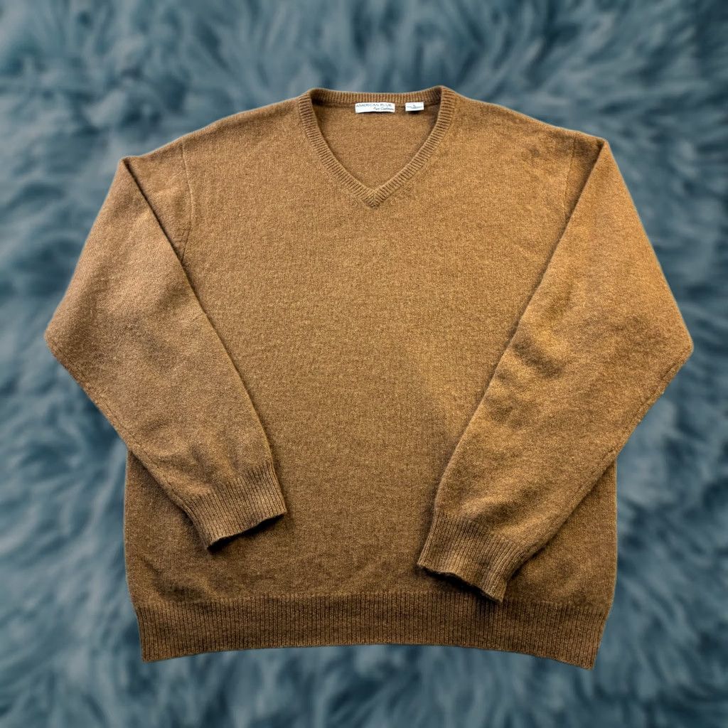 Vintage VINTAGE Cashmere Sweater Mens Large Brown Knit Luxury Pullover V Neck Size US L / EU 52-54 / 3 - 1 Thumbnail