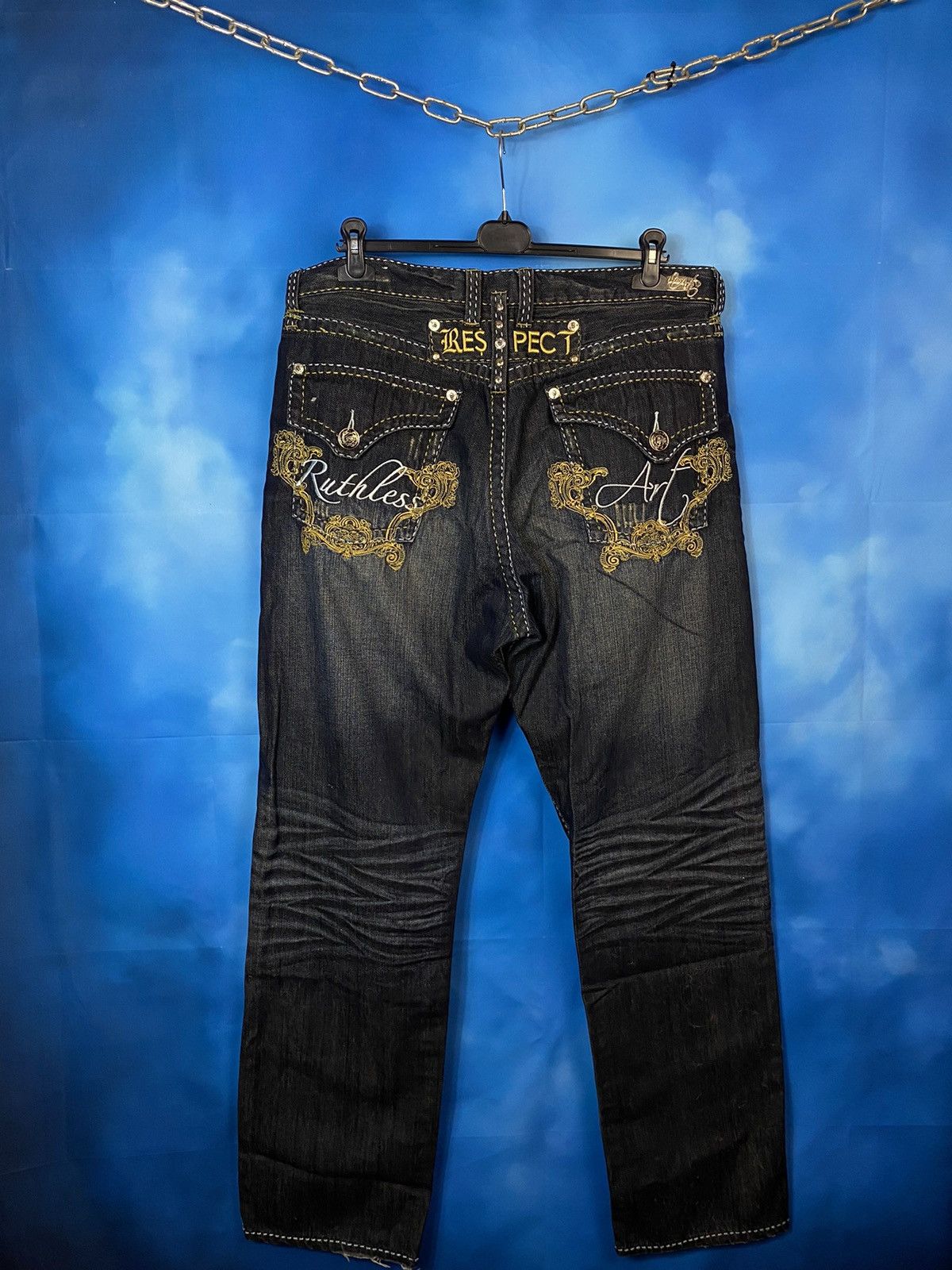 Japanese Brand × Vintage Ruthless Art sk8 rap baggy pants y2k Ed Hardy style Size US 38 / EU 54 - 4 Thumbnail