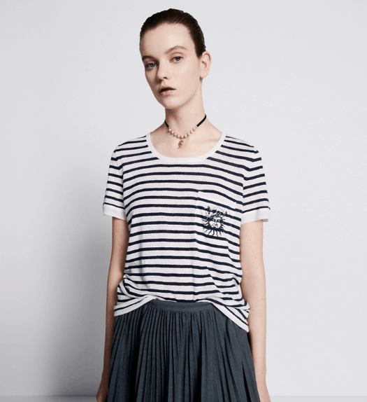Dior o1w1db11225 424S64 Short-Sleeved Sweater in Navy Blue/White Size S / US 4 / IT 40 - 4 Thumbnail