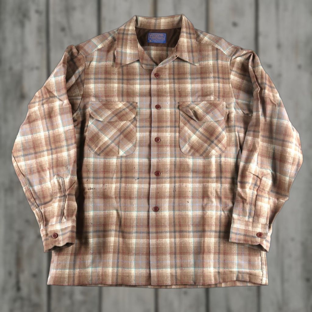 Pendleton VINTAGE Pendleton Board Shirt Brown Shadow Plaid Flannel Size L Wool Button-Up Collared 70s Mens Size US L / EU 52-54 / 3 - 1 Thumbnail