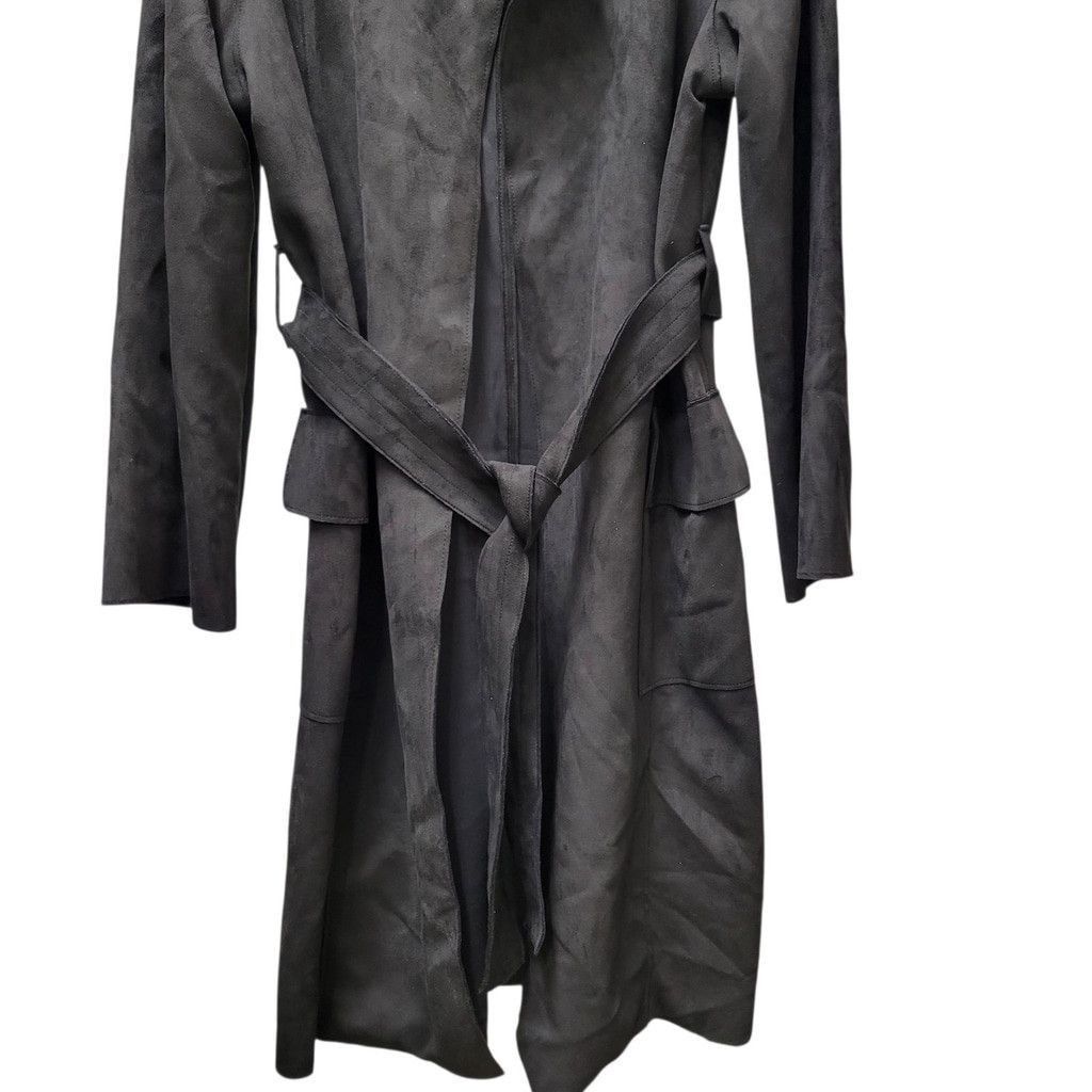 Mango MNG Basics/MANGO Women's Collarless Belted Faux Suede Black Size XS / US 0-2 / IT 36-38 - 5 Thumbnail