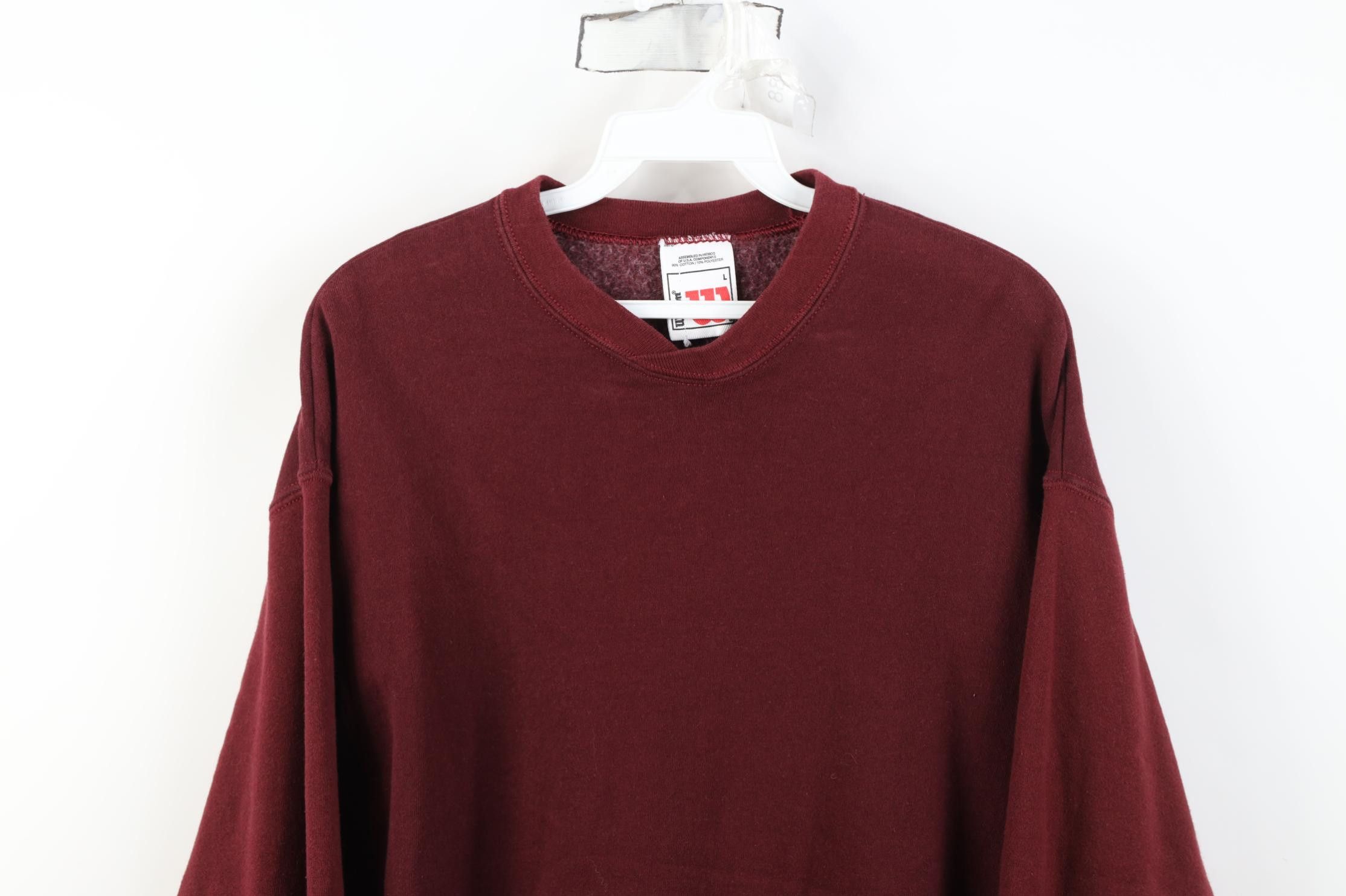 Wilson Vintage 90s Wilson Blank Crewneck Sweatshirt Burgundy Red Size L / US 10 / IT 46 - 2 Thumbnail